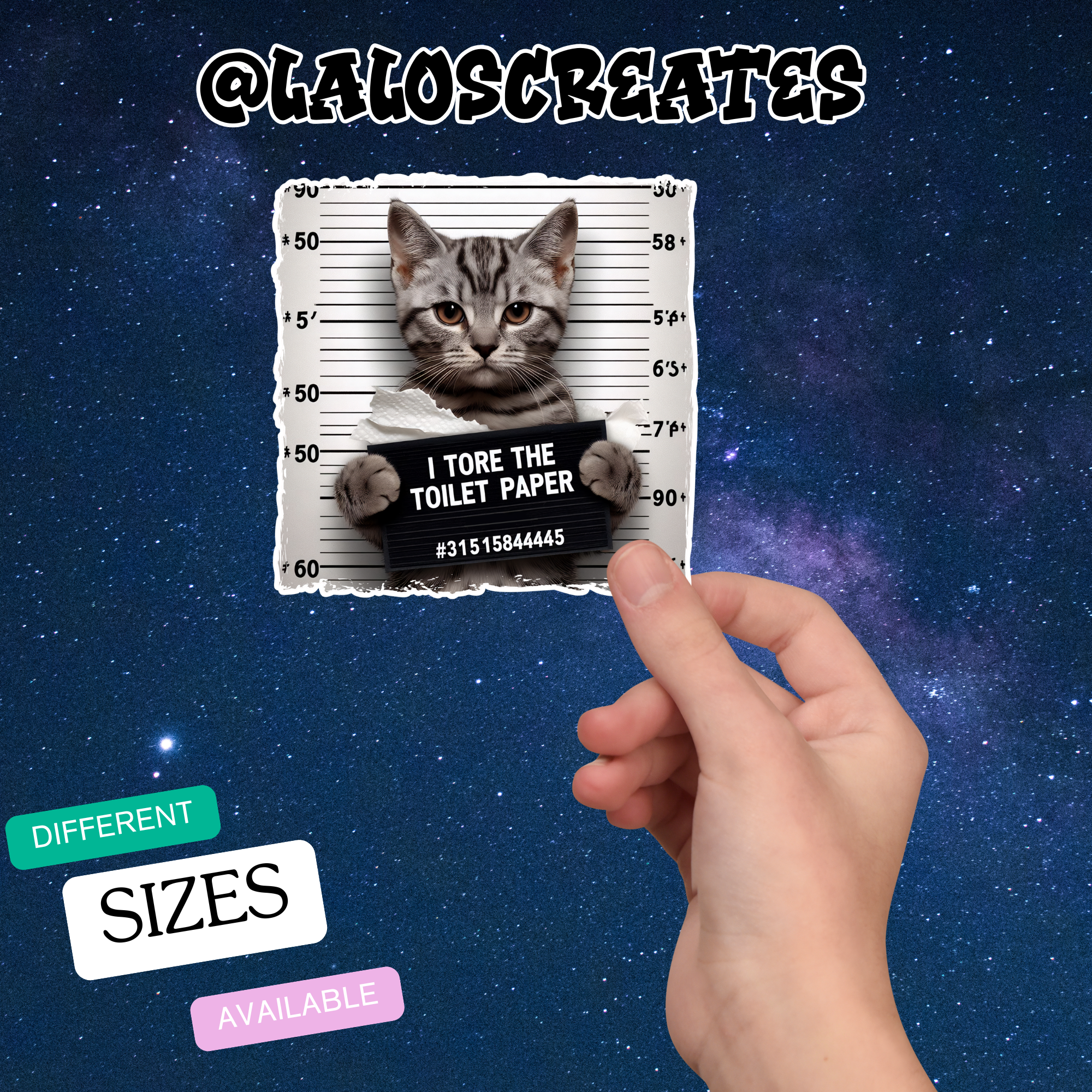 Funny Cat Mugshot Vinyl Sticker