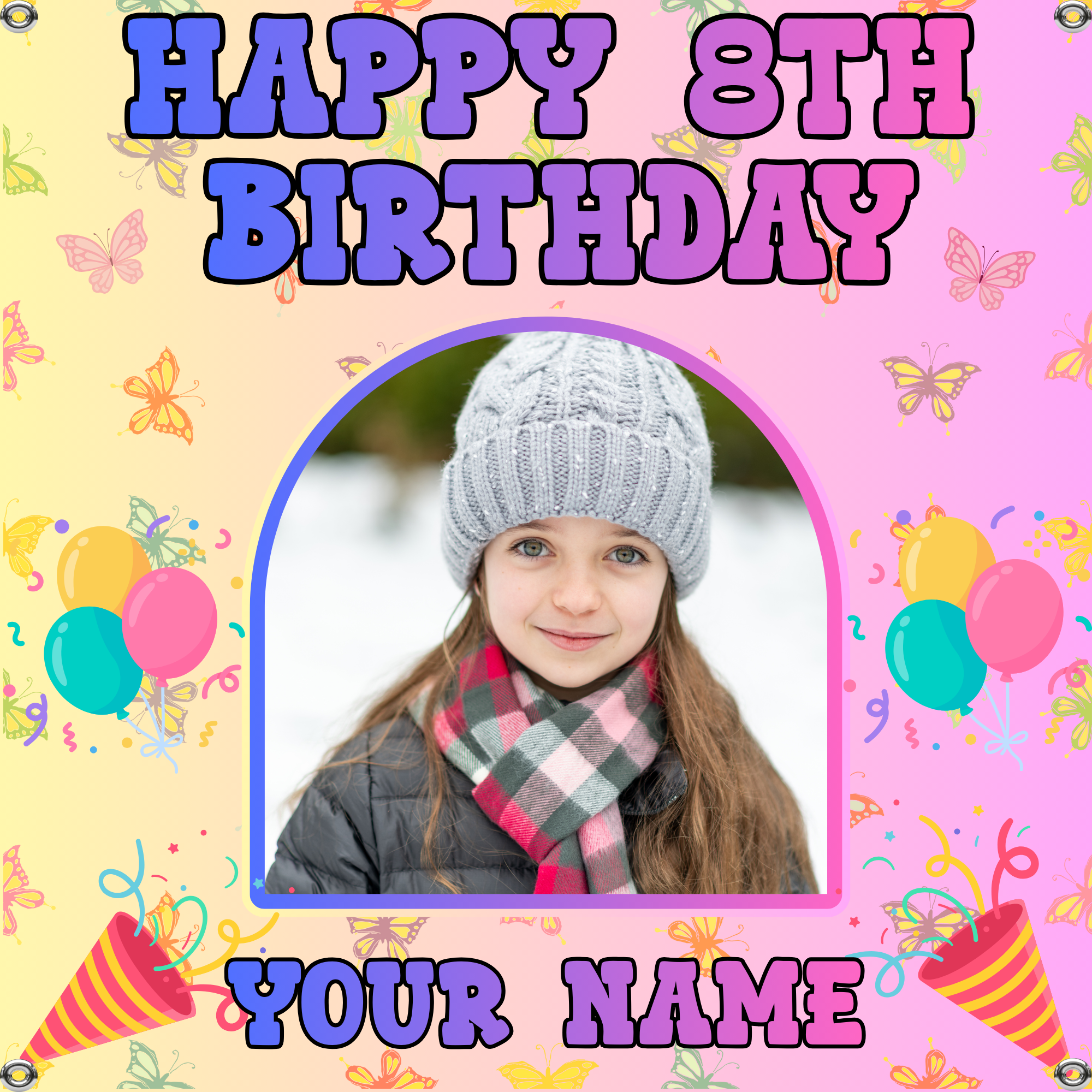Kid Birthday Banner Personalized Happy Birthday Photo