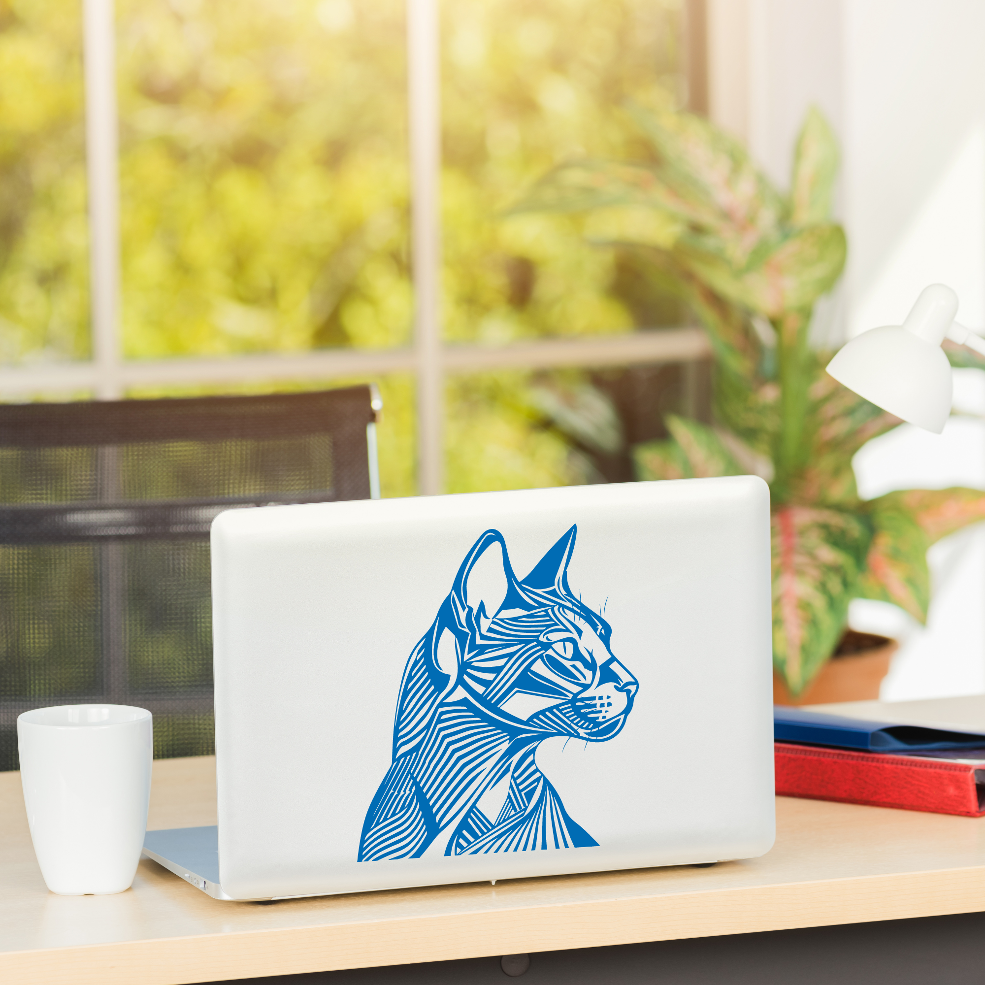 Geometric Cat Glass Door Decal