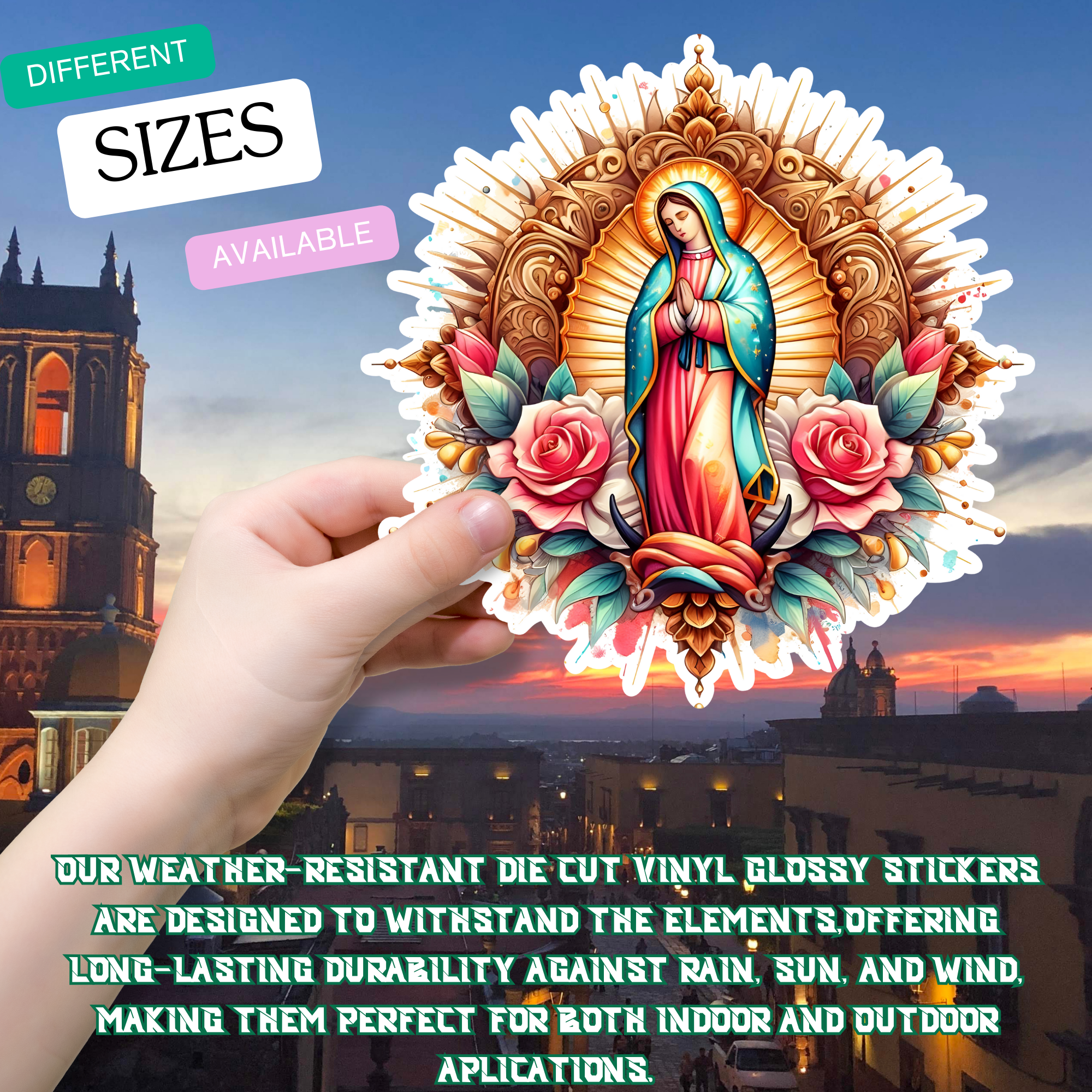 Virgen of Guadalupe Set of 15 Stickers 