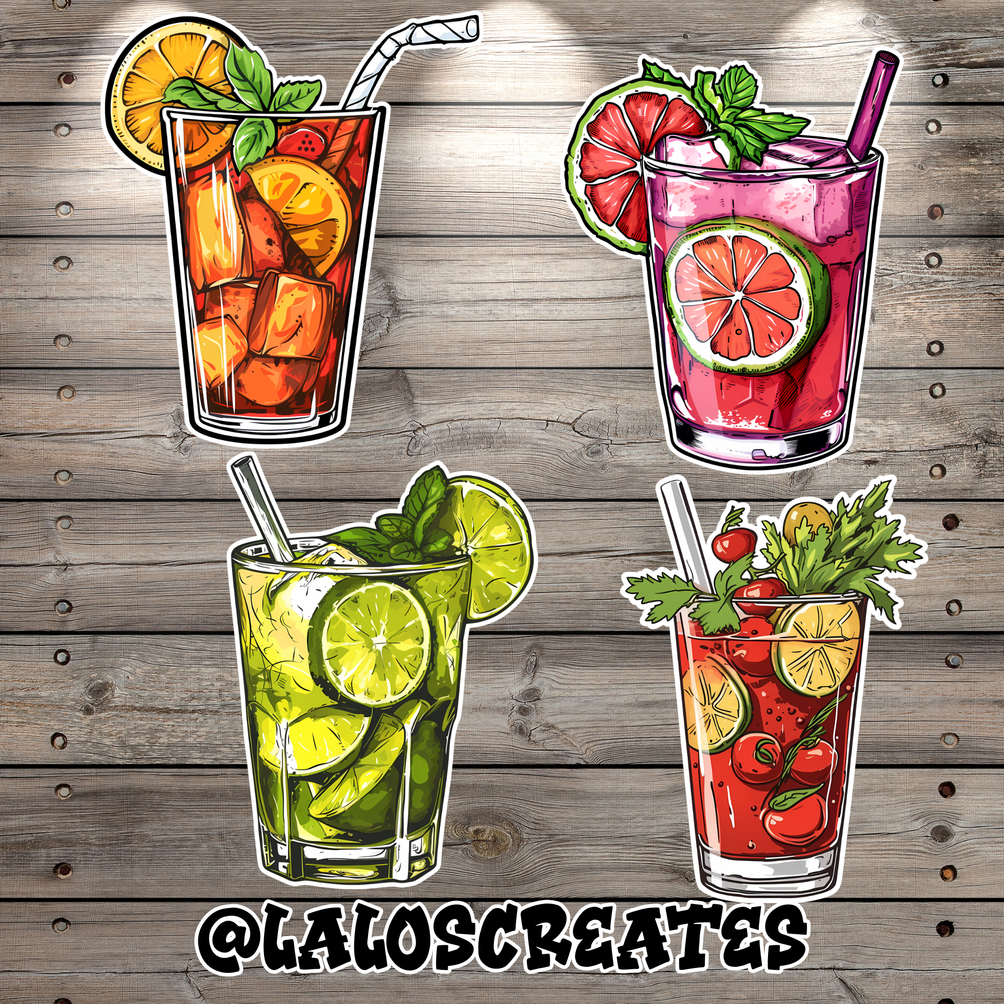 Cocktail Stickers Set of 4