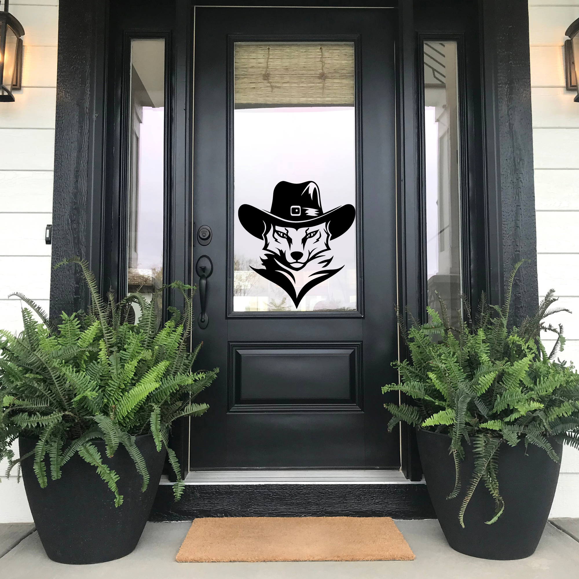 Cowboy Wolf Door Decal