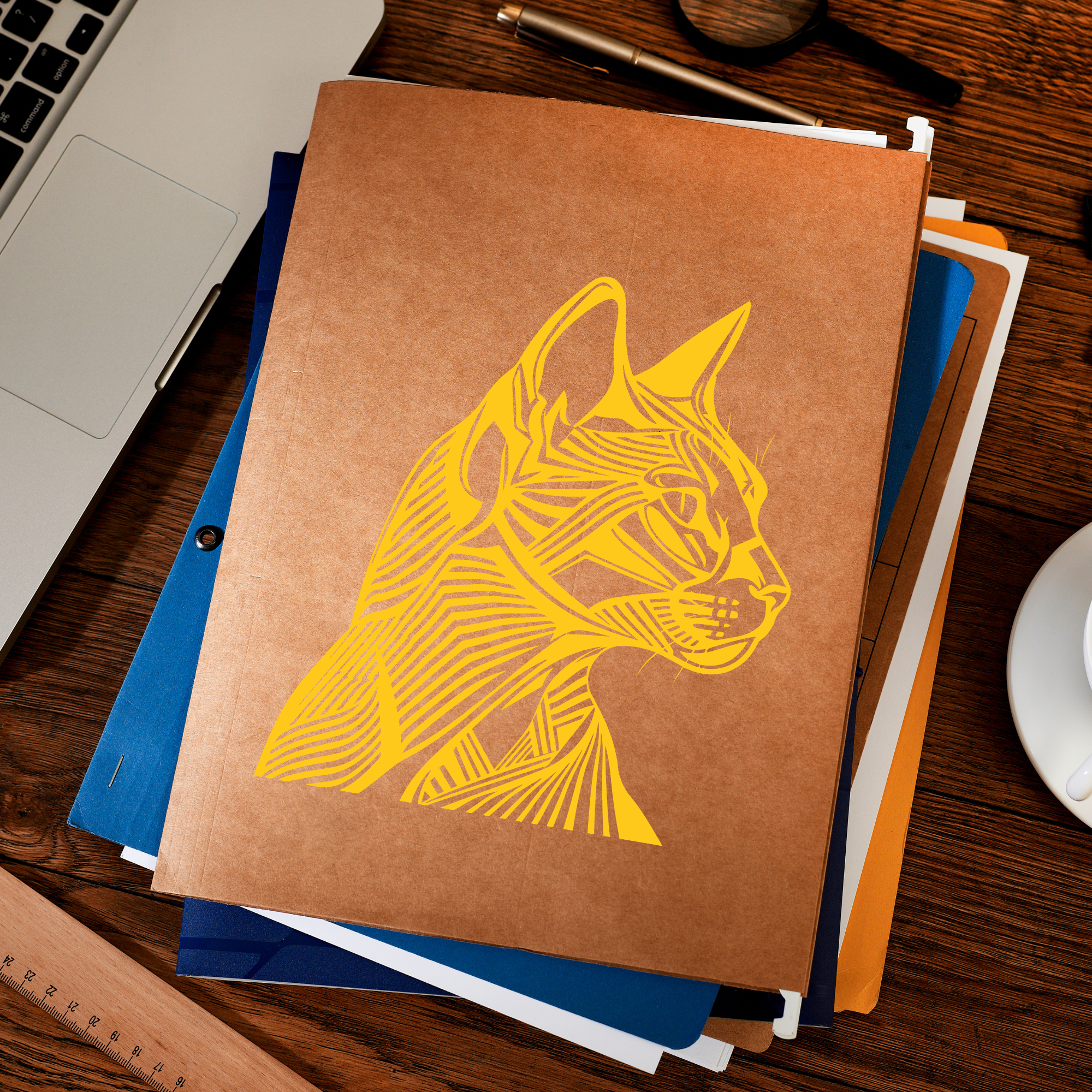 Geometric Cat Glass Door Decal