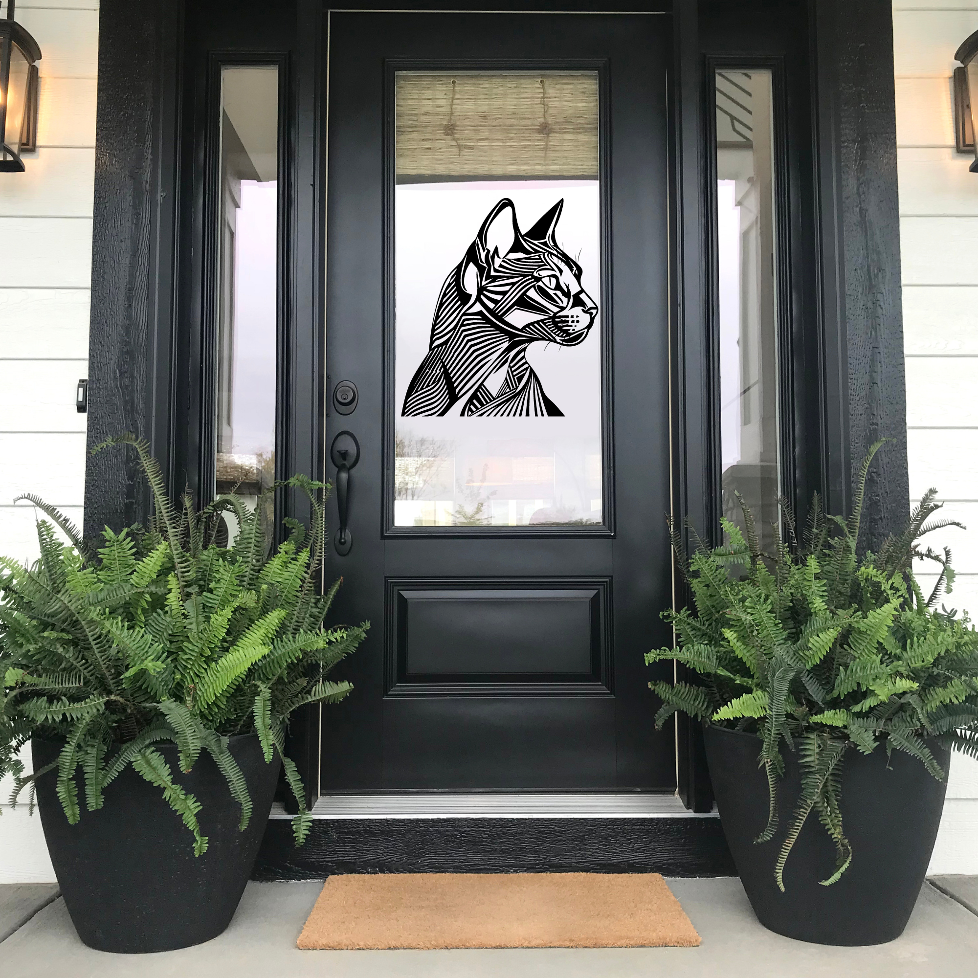 Geometric Cat Glass Door Decal
