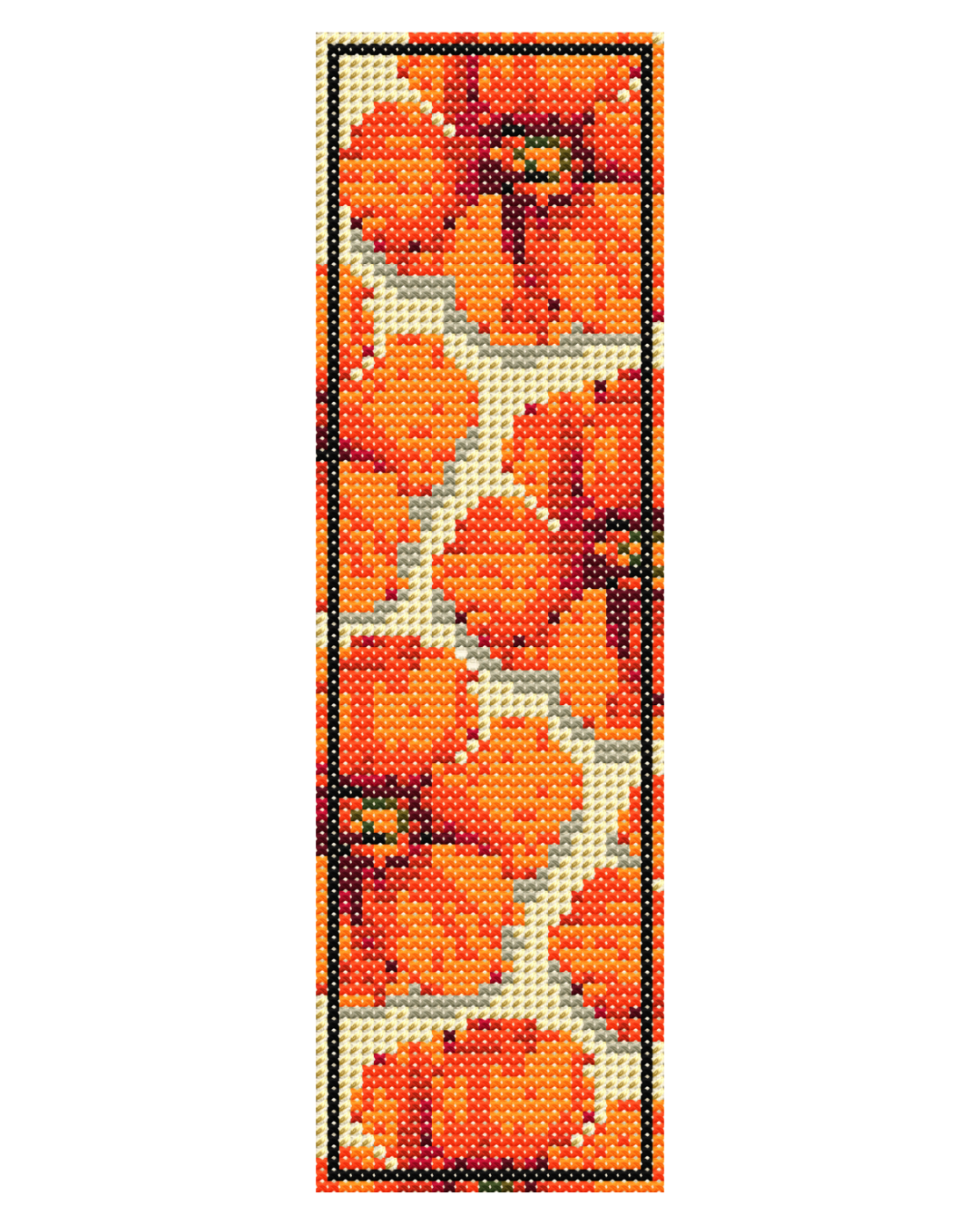 Modern Orange Poppy Bookmark Cross Stitch Pattern PDF | Floral Needlework Chart