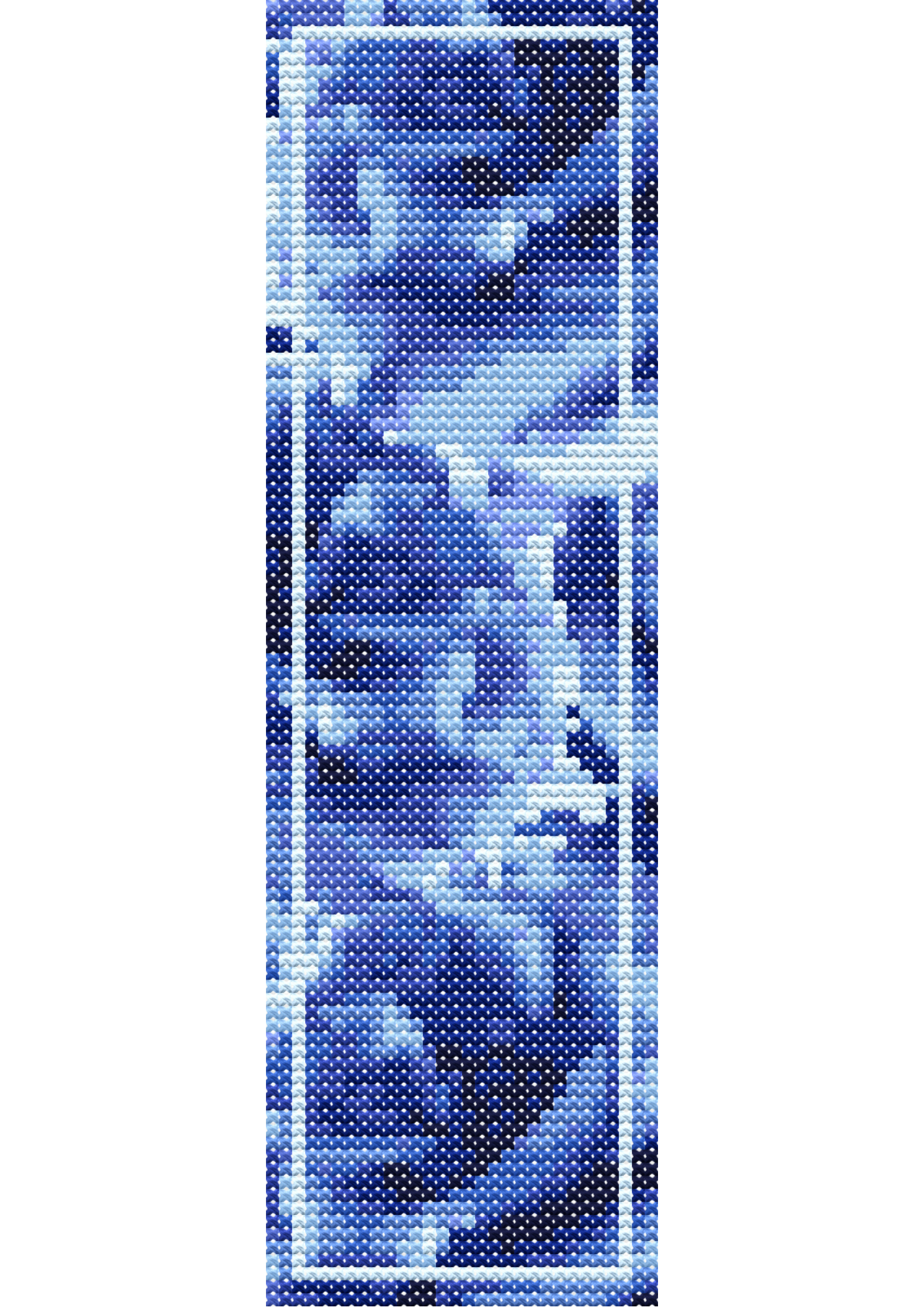 Abstract Blue Bookmark Cross Stitch Pattern PDF | Modern Needlework Chart