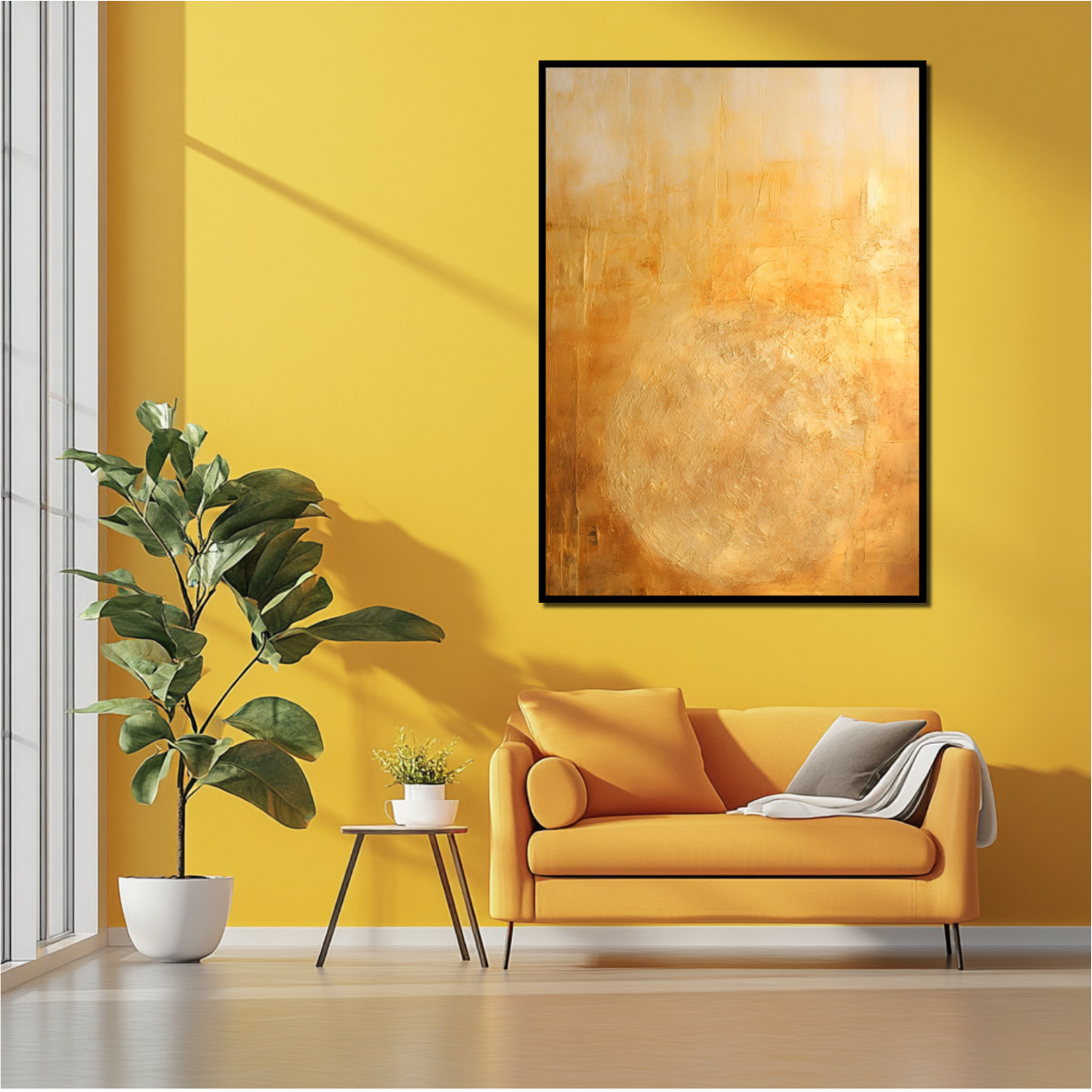 Golden Glow Abstract Painting