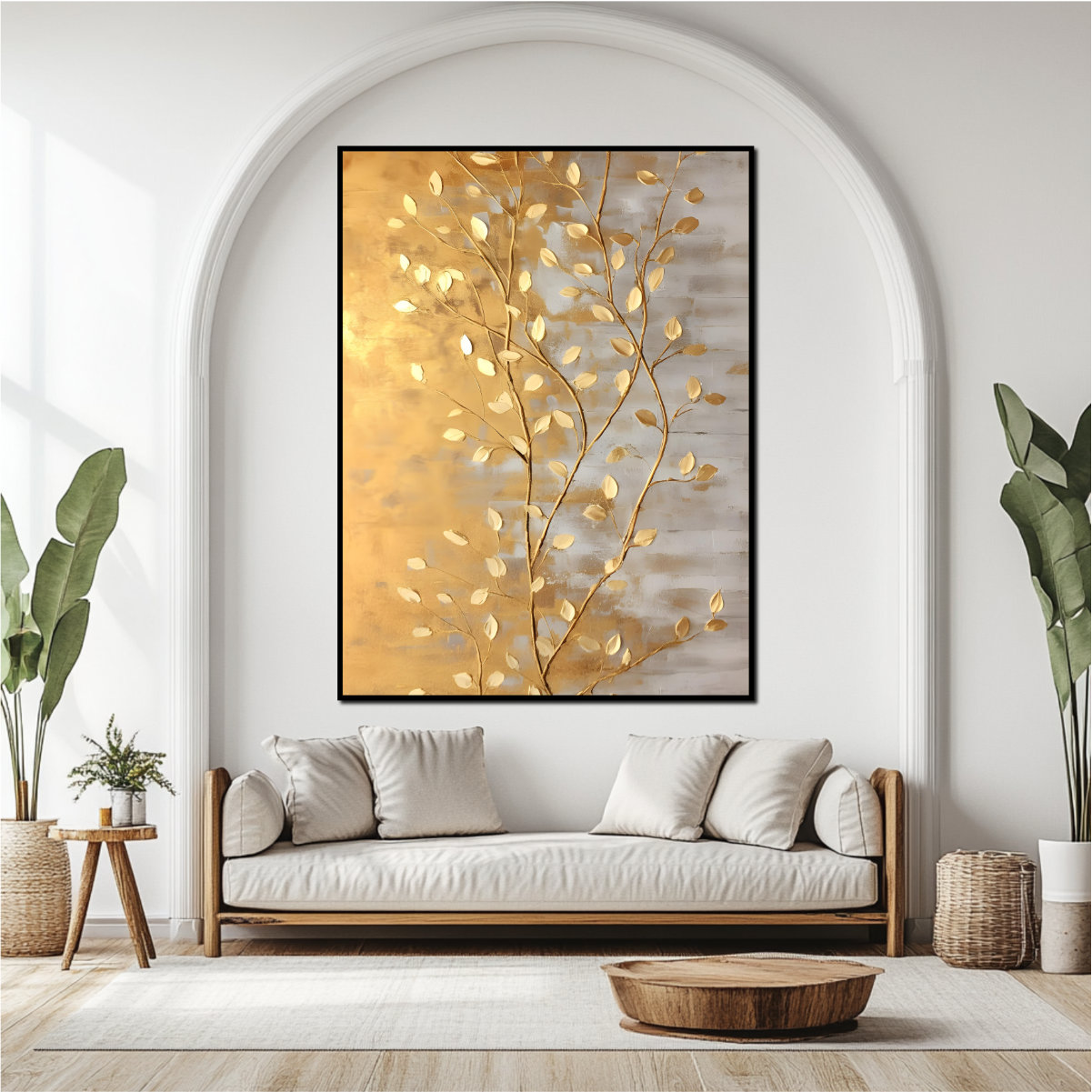 Golden Leaves Canvas Art