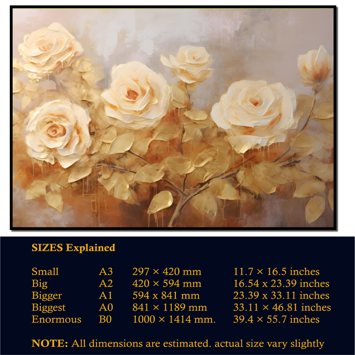 Golden Roses Canvas Art