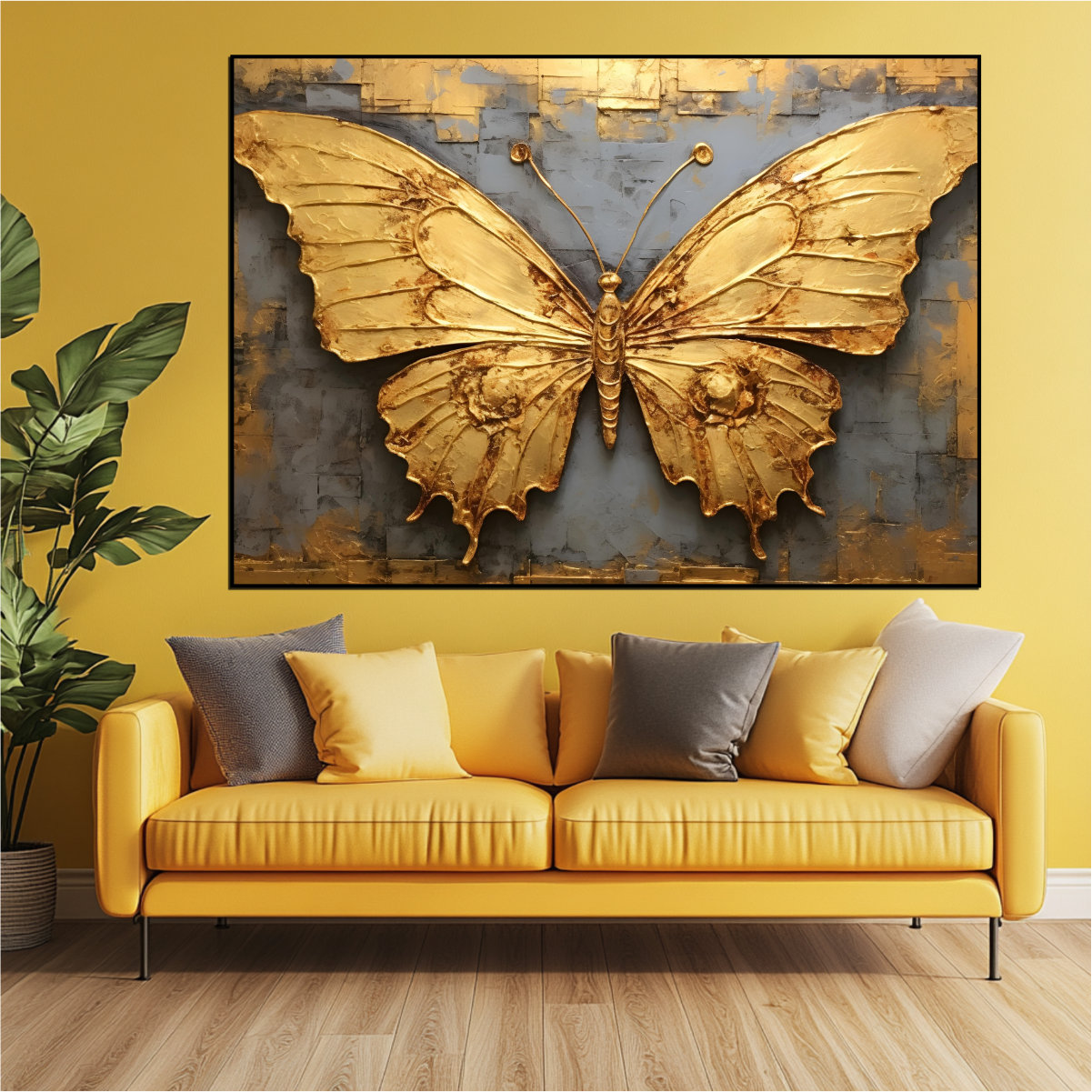 Golden Butterfly Canvas Wall Art