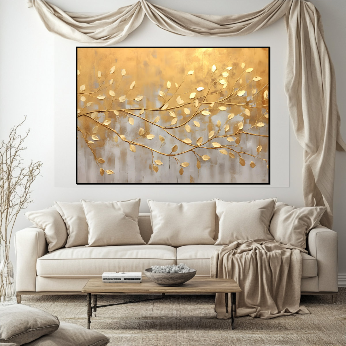 Golden Leaves Canvas Art
