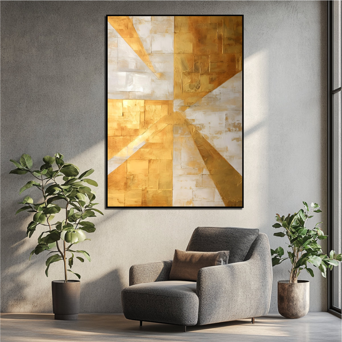 Golden Abstract Canvas Art