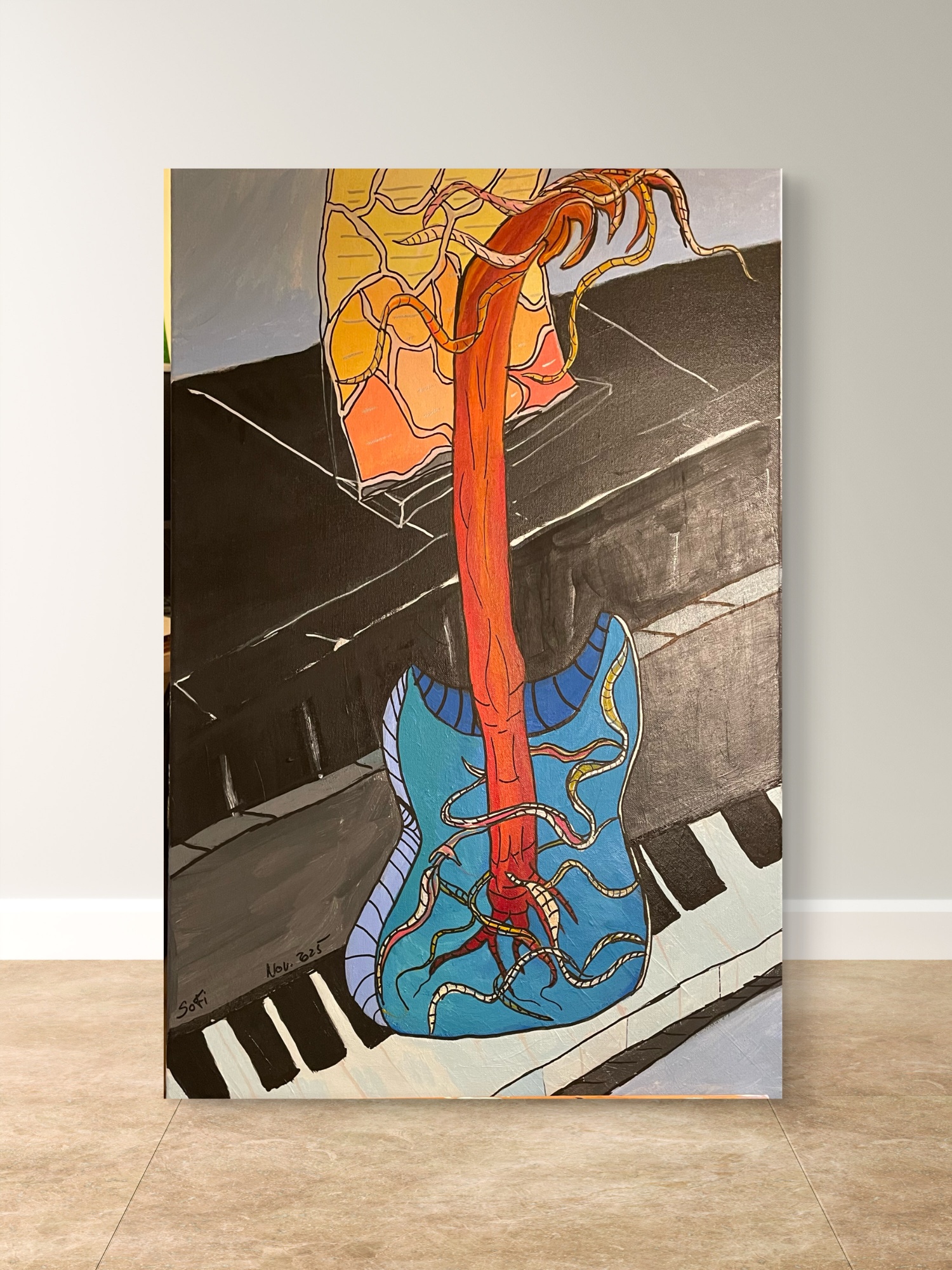 « Guitare bleue arbre »