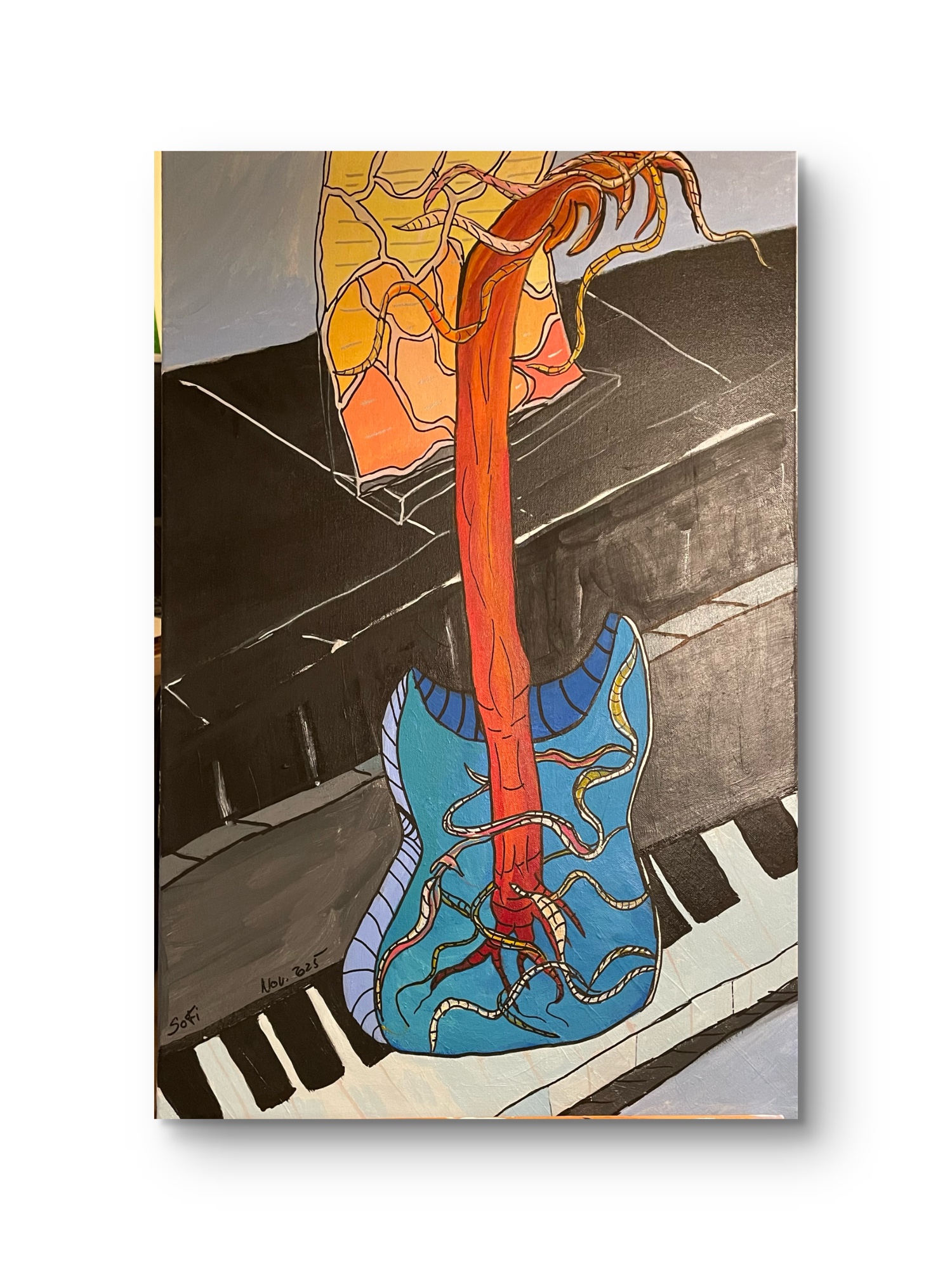 « Guitare bleue arbre »
