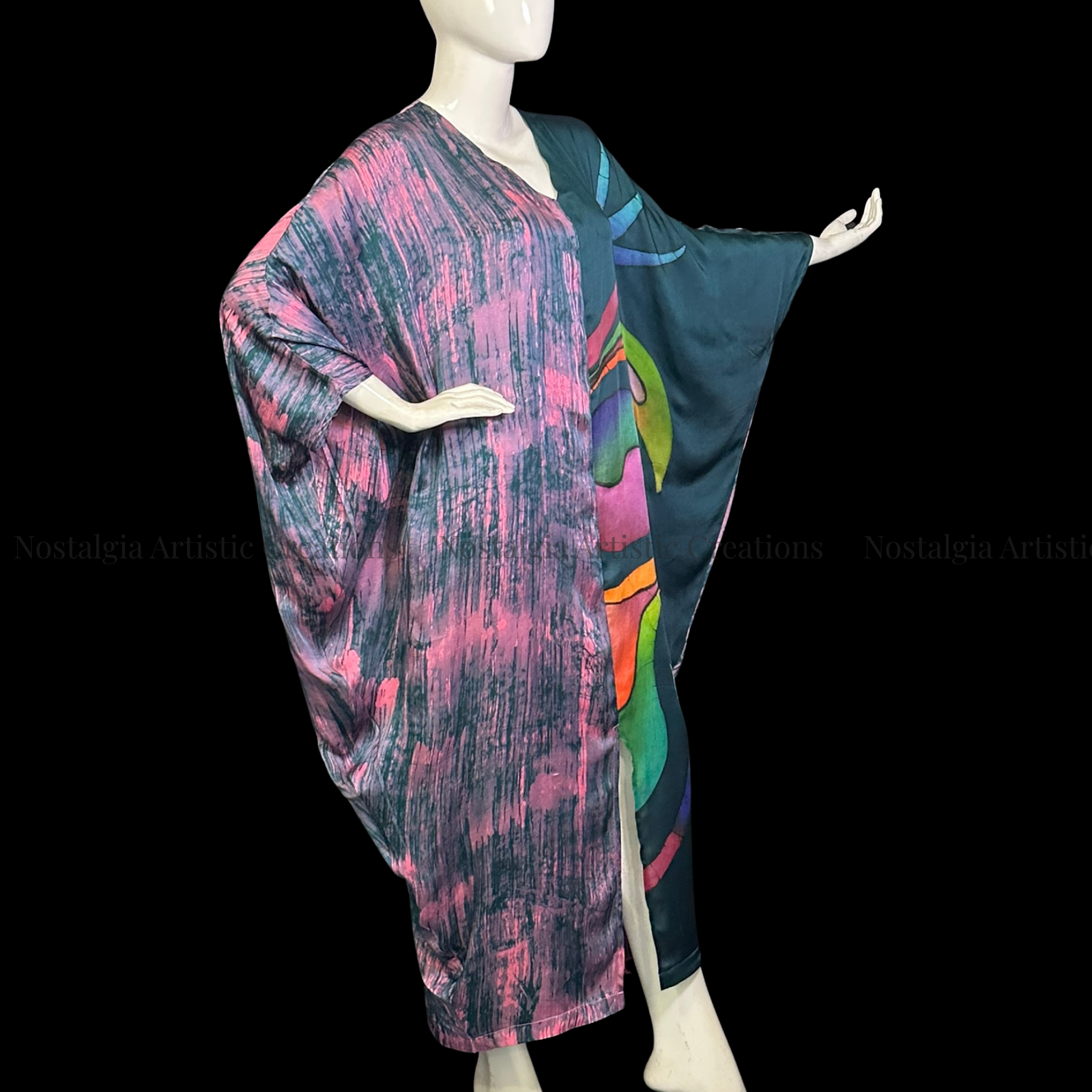 Abstract Batik Kaftan Maxi Dress | Oversized Resort Dress - PS0401