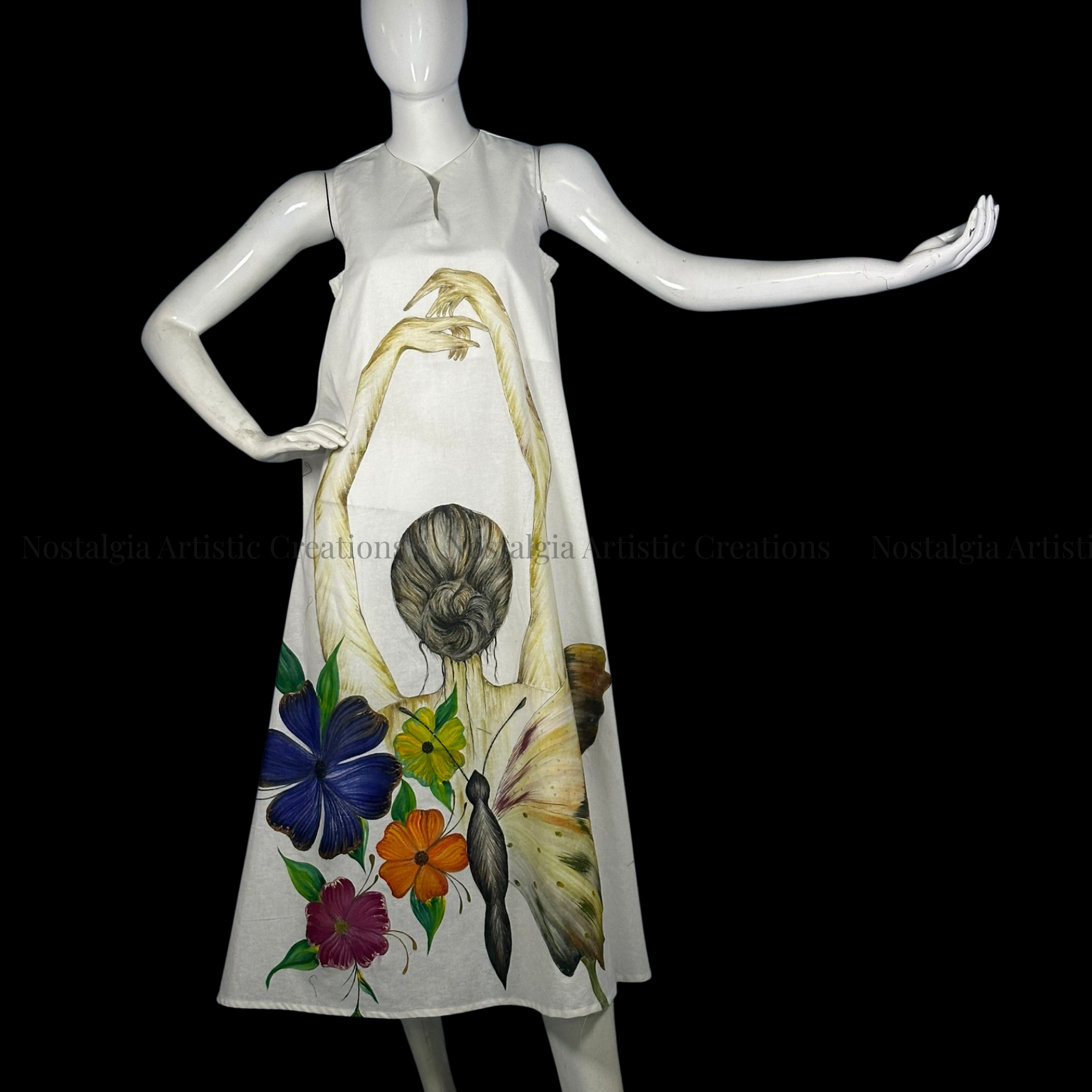 White Graceful Silhouette Sleeveless Midi Dress - PL0605
