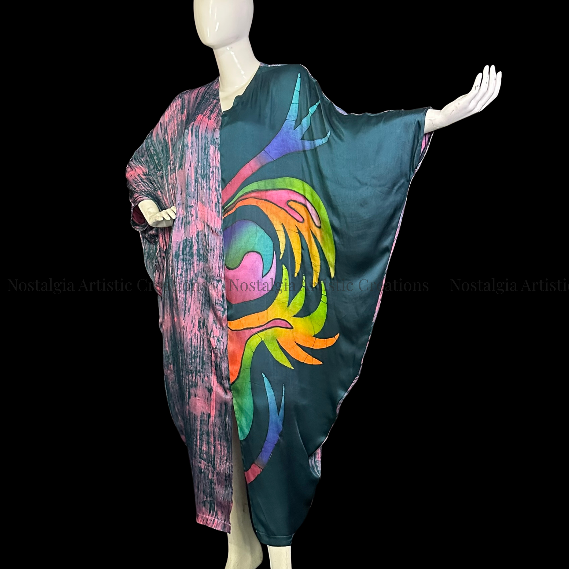 Abstract Batik Kaftan Maxi Dress | Oversized Resort Dress - PS0401
