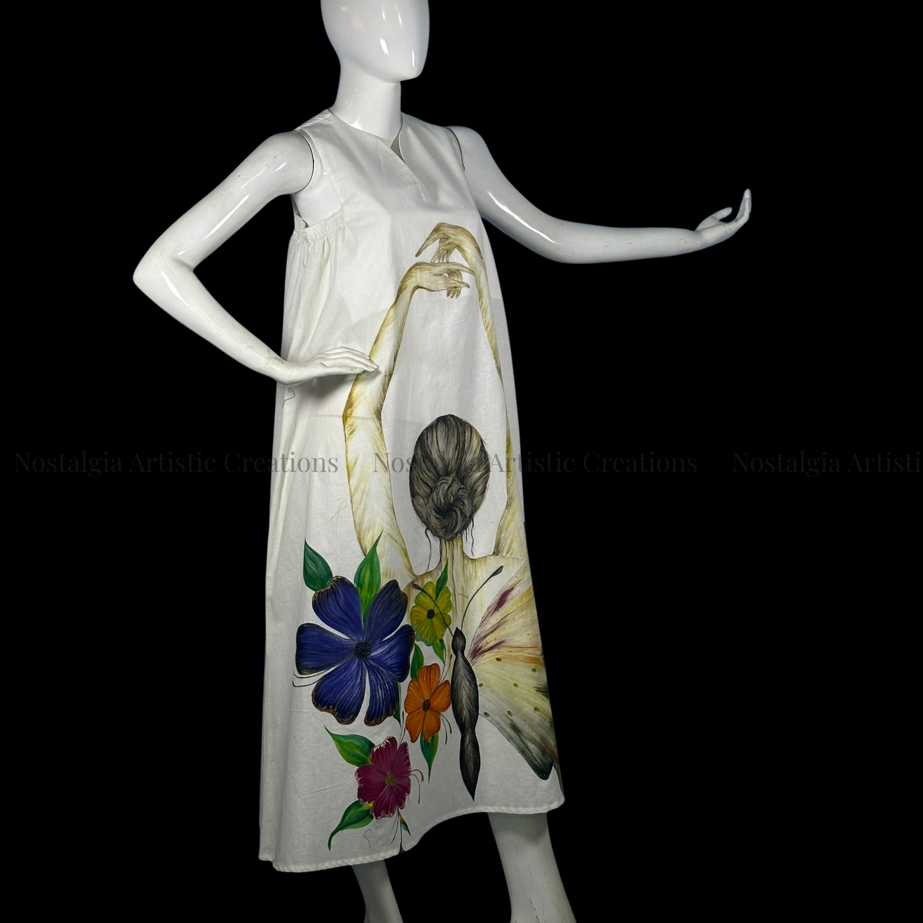White Graceful Silhouette Sleeveless Midi Dress - PL0605