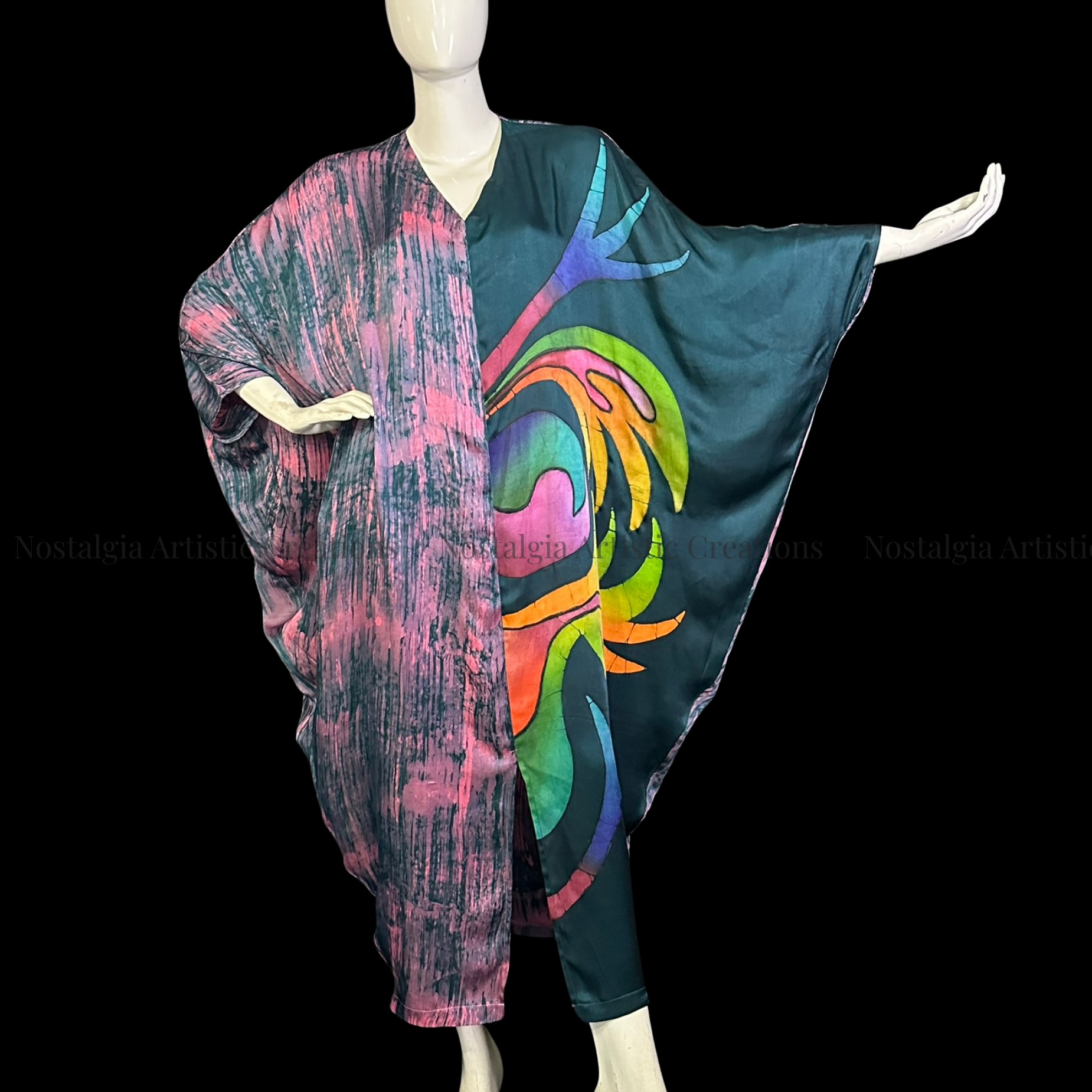 Abstract Batik Kaftan Maxi Dress | Oversized Resort Dress - PS0401
