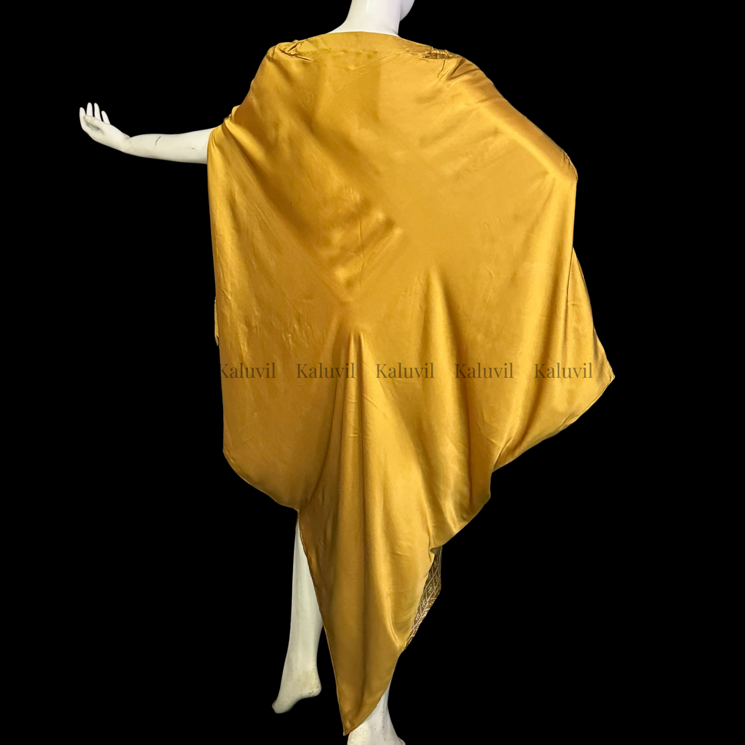 Hand-Painted Batik Kaftan Dress | Mustard Oversized Resort Caftan - PS0402