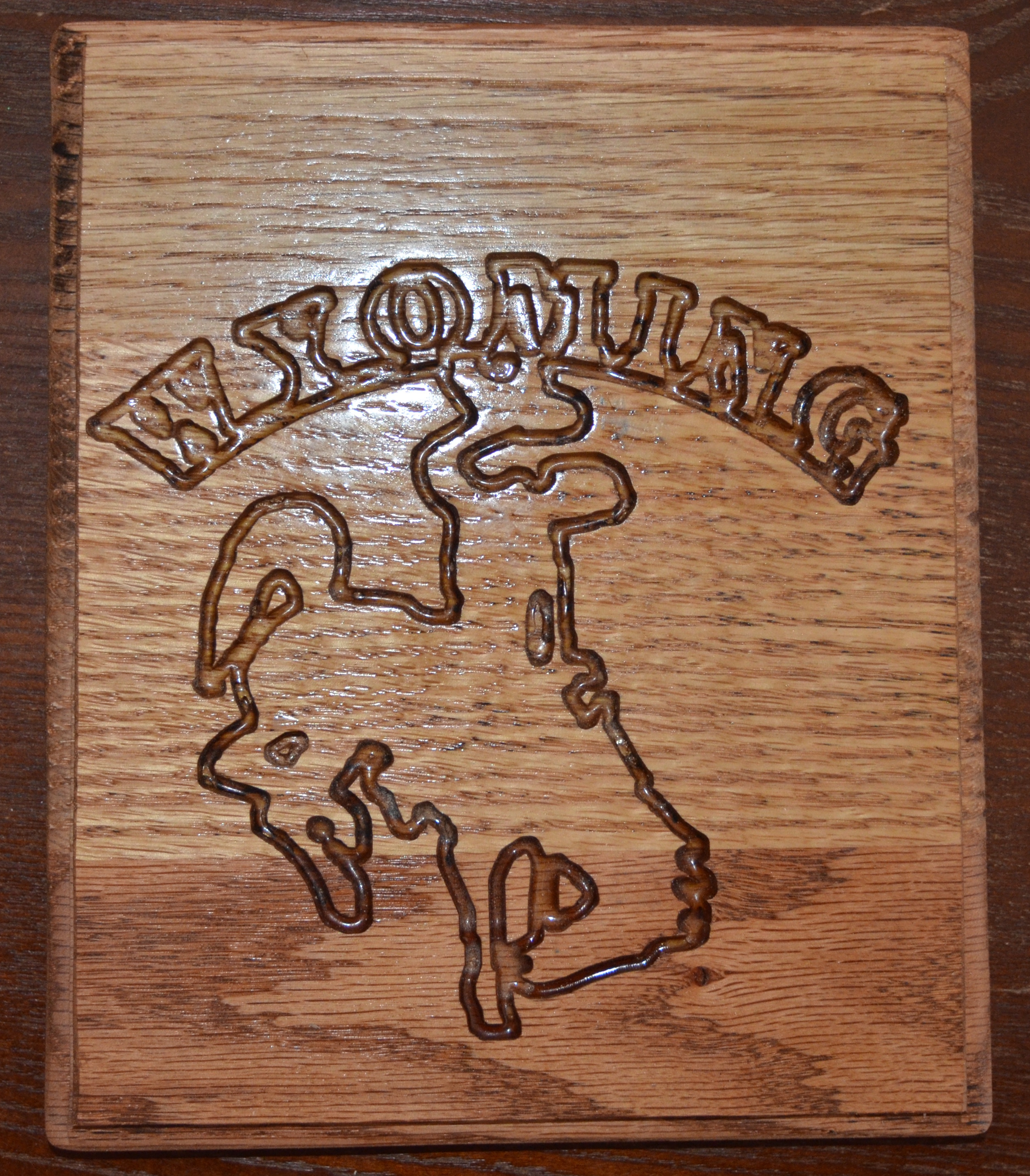 Wyoming Engraved Wooden Plaque
