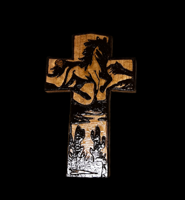 Western Horse Wooden Cross