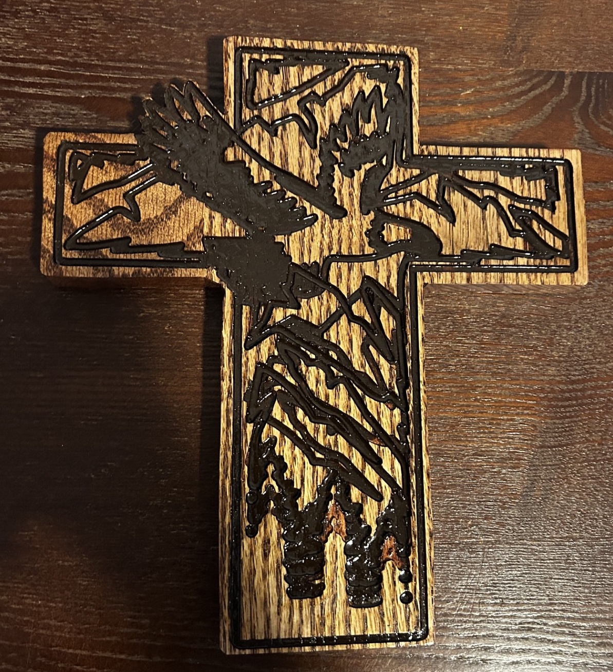 Handcrafted Wooden Eagle Cross