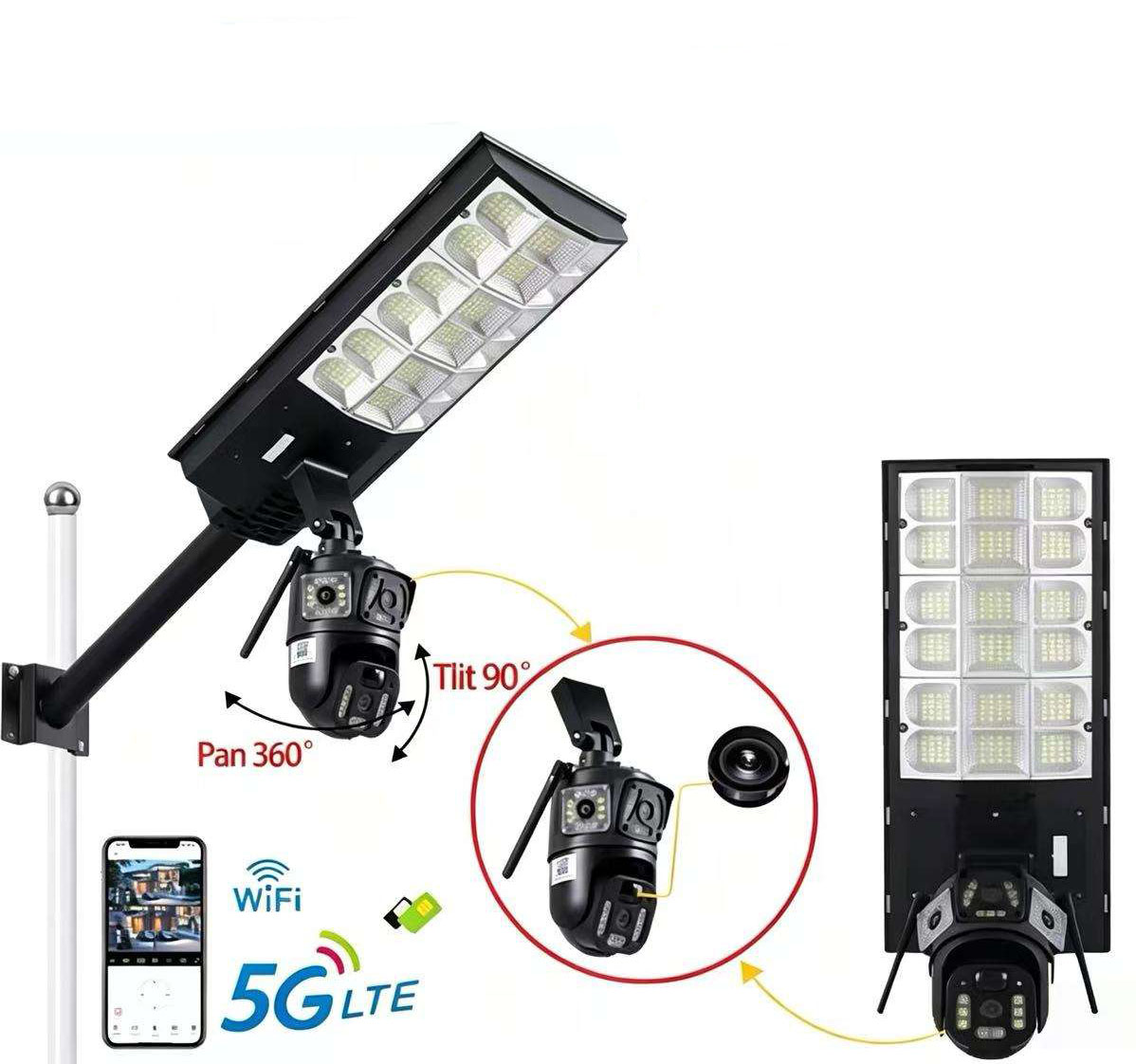 Solar WiFi PTZ Security Camera with LED Floodlight