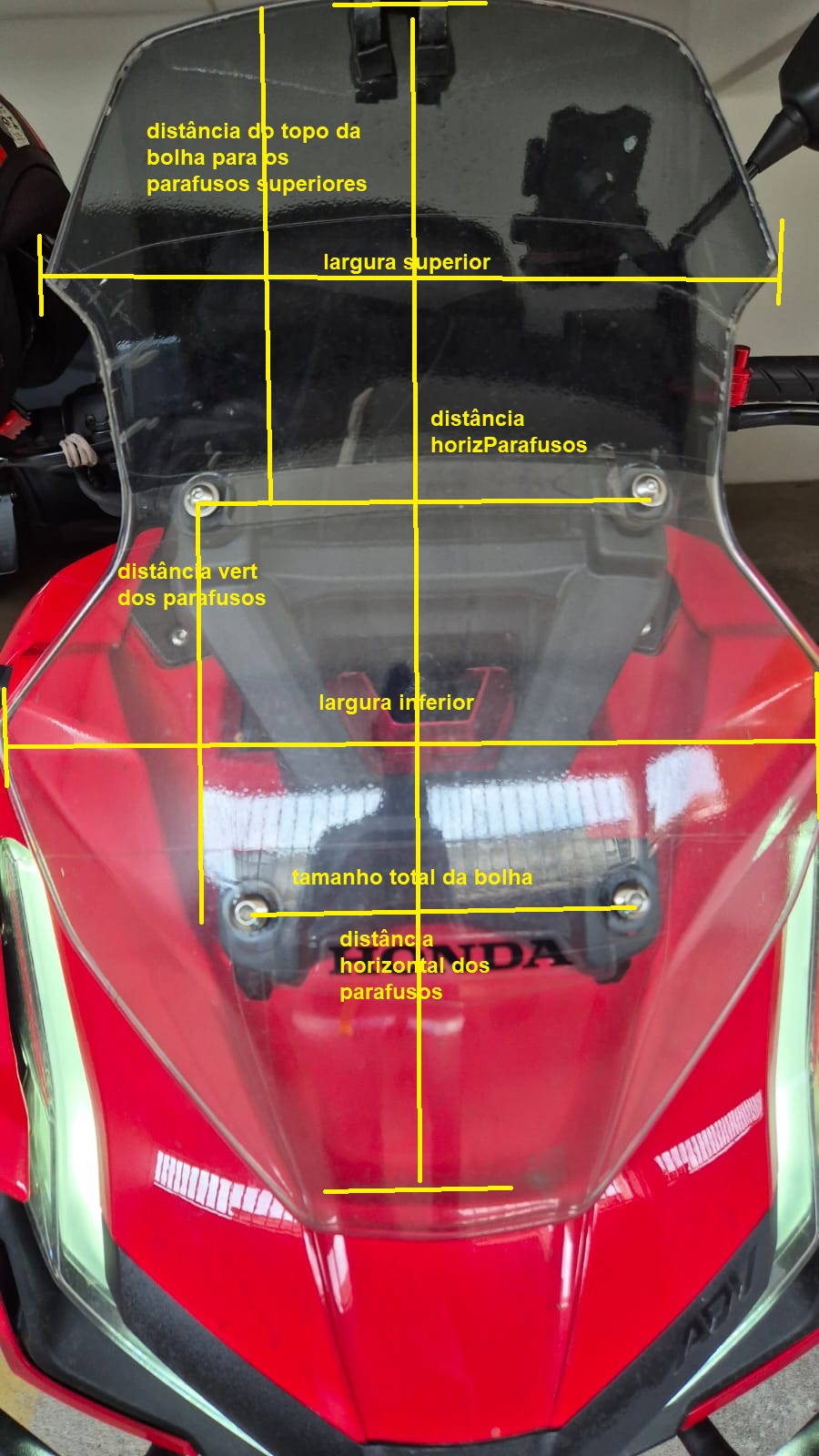Bolha para-brisa alta ADV150 para Scooter Honda ADV150, em policarbonato  