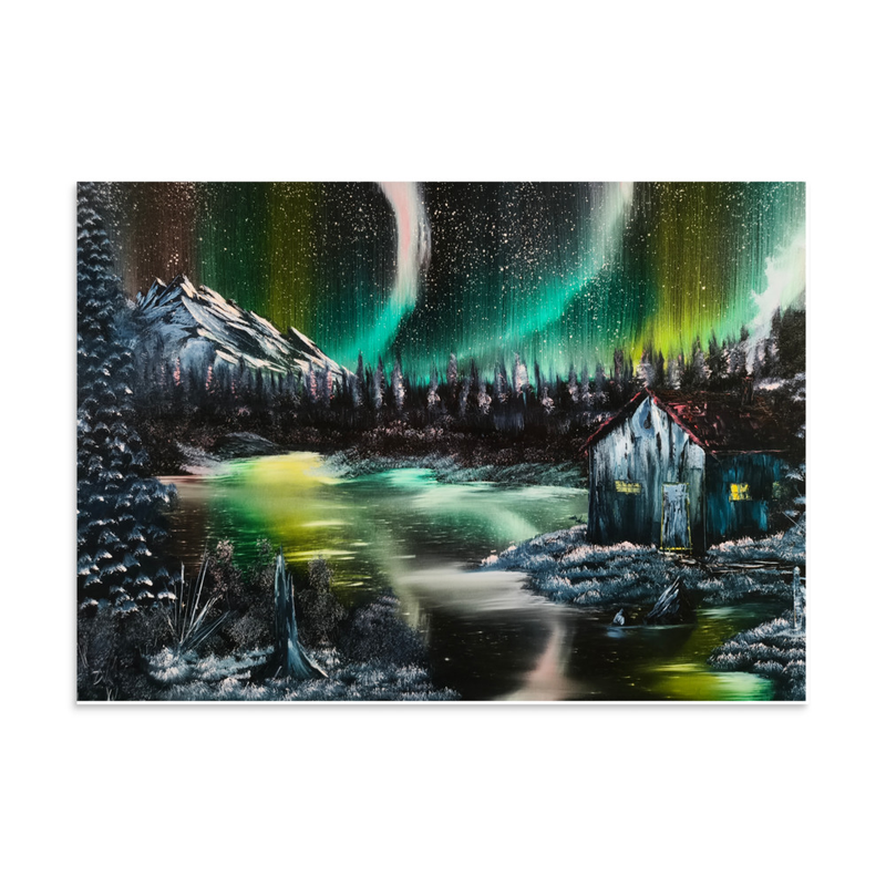 'Watching Stars' Aurora Borealis Photo paper poster Print