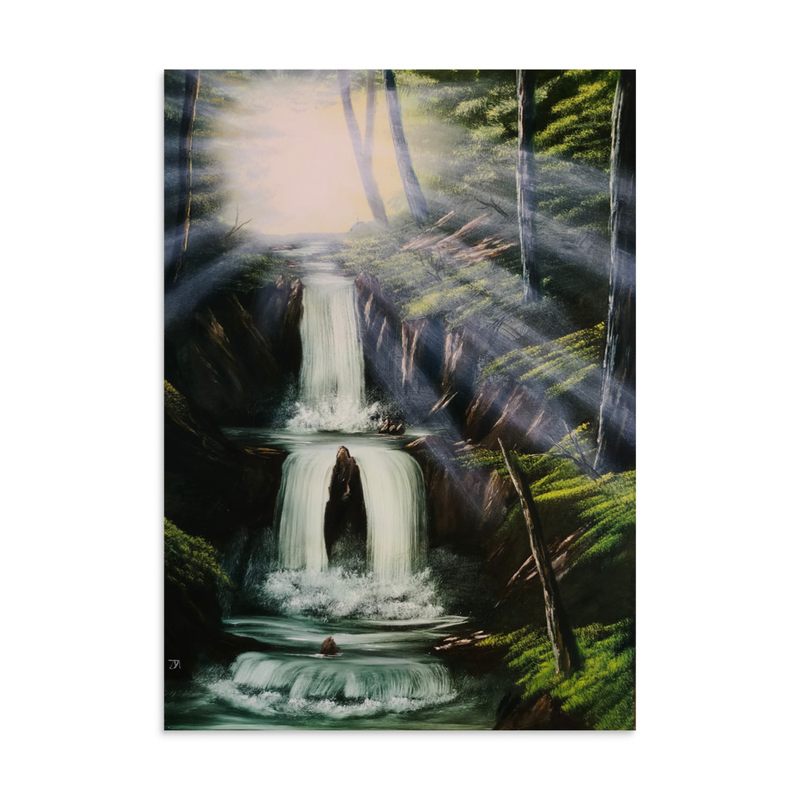 'Rays of Joy' Waterfall Photo paper poster Print