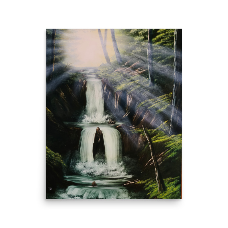 'Rays of Joy' Waterfall Photo paper poster Print