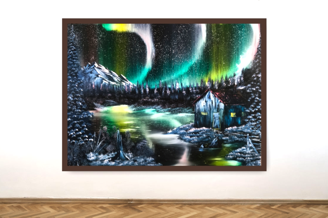 'Watching Stars' Aurora Borealis Photo paper poster Print