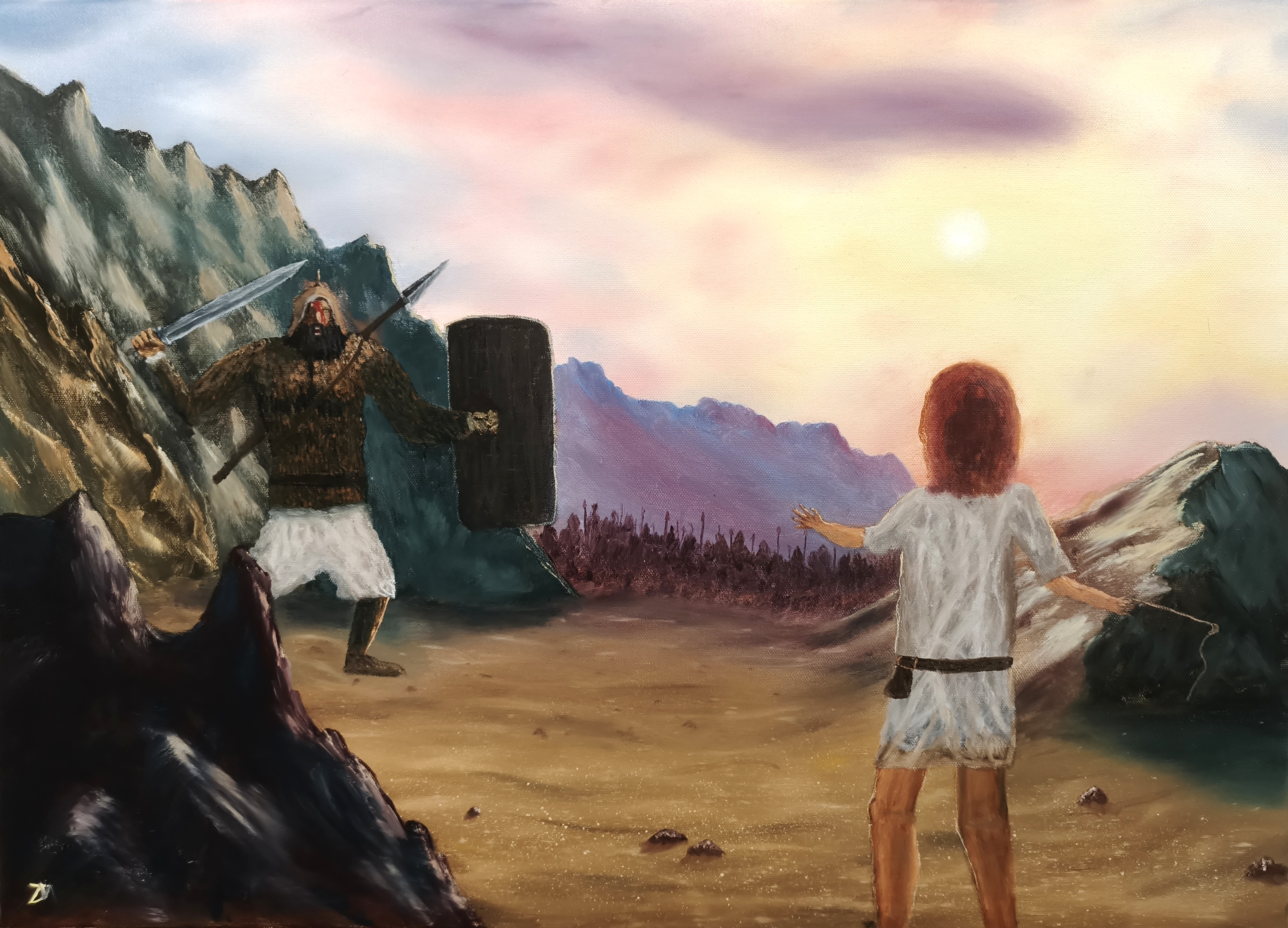 'In Whom I Trust' David and Goliath Oil Painting