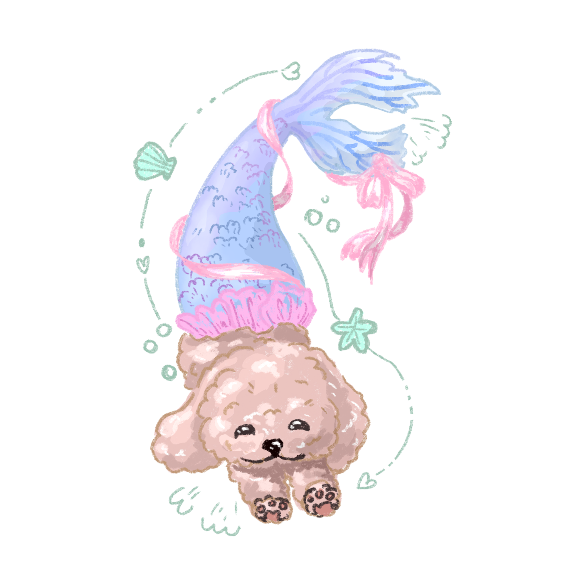 Mermaid Poodle Kawaii Acrylic keychain