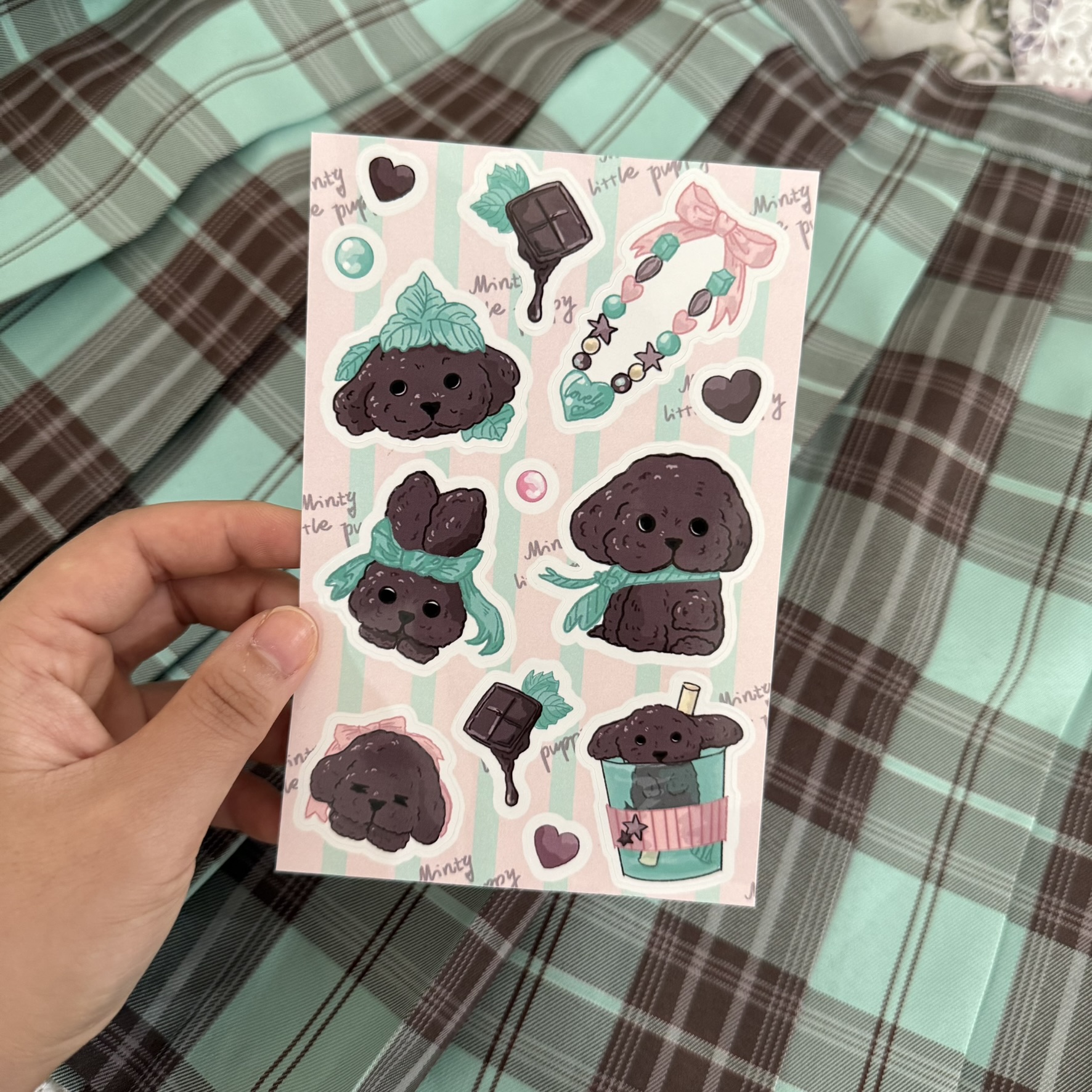 Minty Puppy Waterproof Vinyl Sticker Sheet