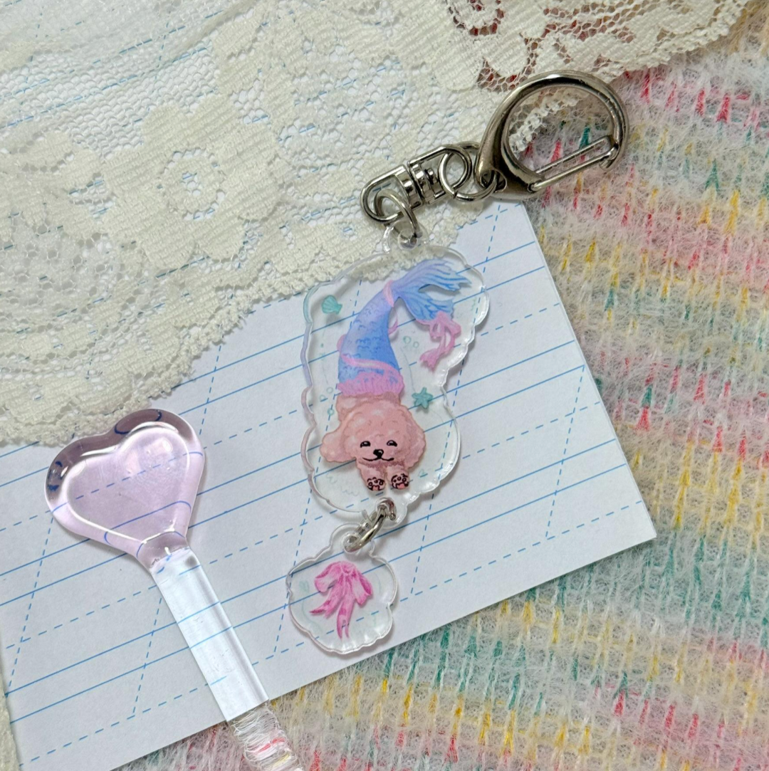 Mermaid Poodle Kawaii Acrylic keychain