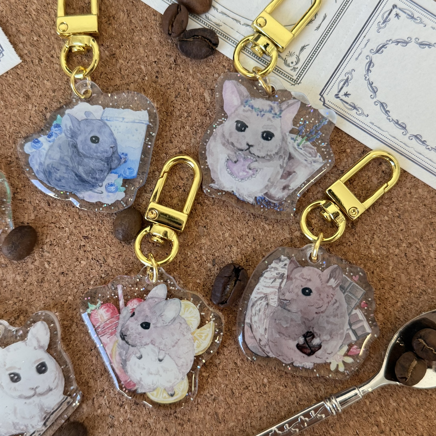 Chinchilla Cafe Acrylic Keychains
