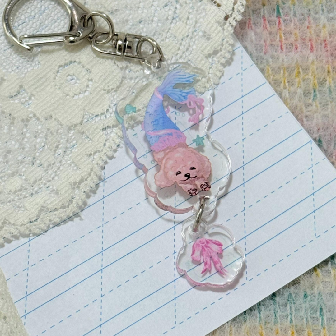 Mermaid Poodle Kawaii Acrylic keychain