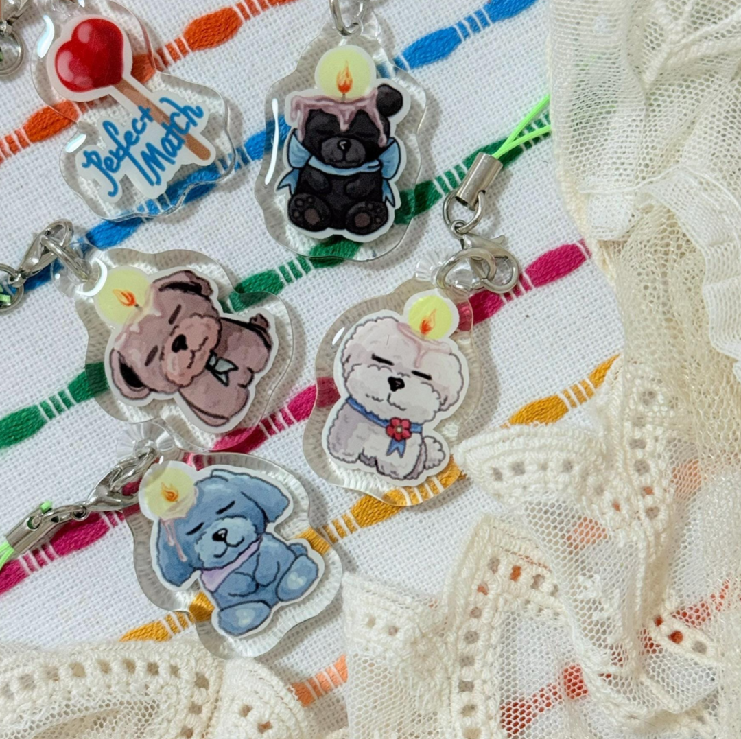 Kawaii Candle Animal Epoxy Charm - Blind Bag Keychain