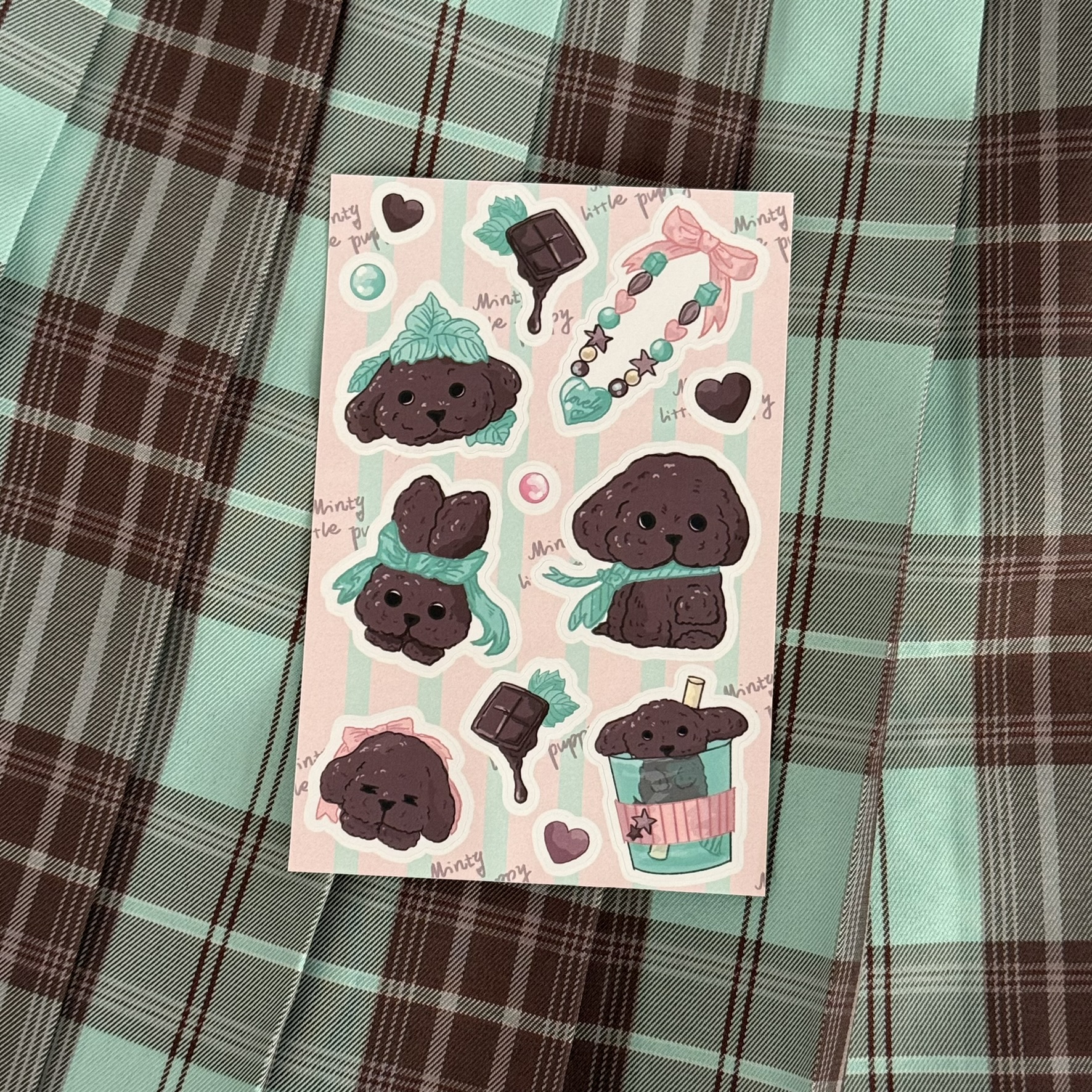 Minty Puppy Waterproof Vinyl Sticker Sheet
