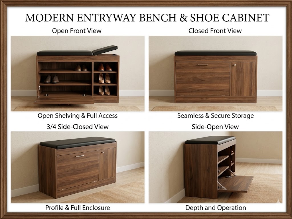 Modern Entryway Bench & Shoe Cabinet