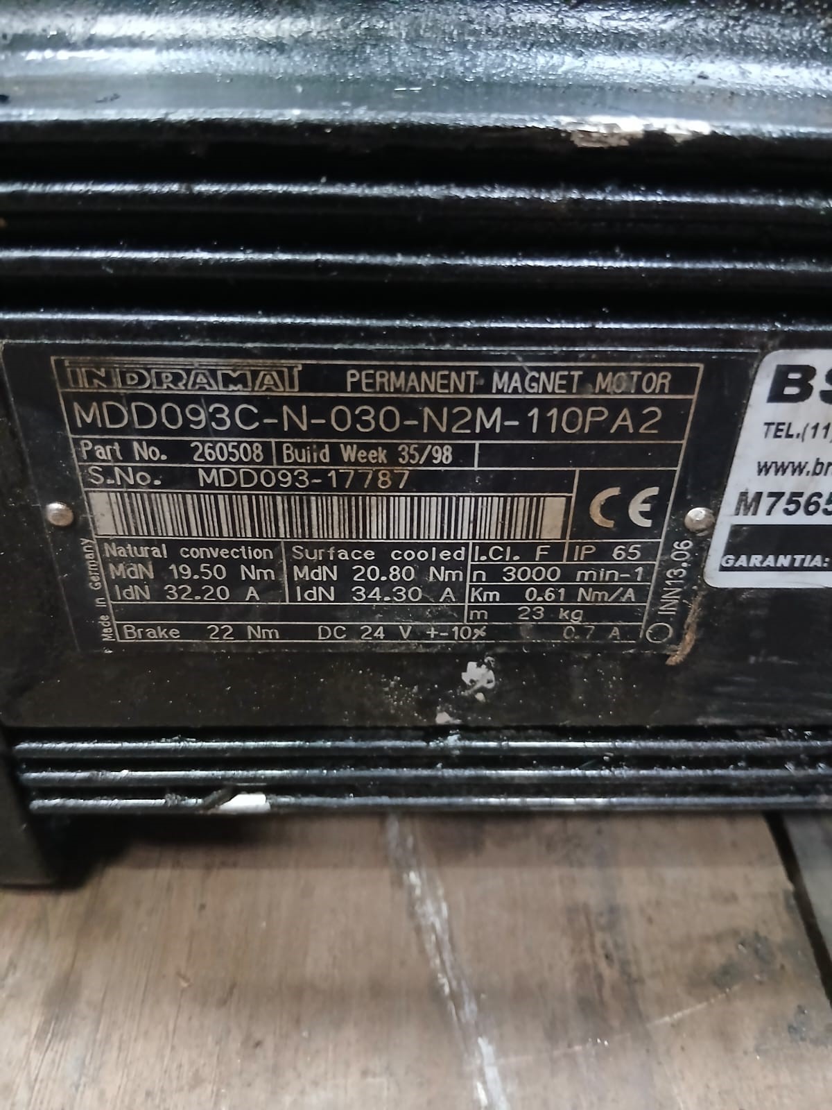 Servo Motor Indramat MDD093C, Modelo MDD093C-N-030-N2M-110PA2
