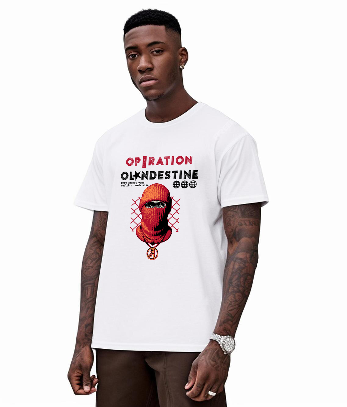 T-shirt Premium "Opération Clandestine" – Design Streetwear Graphique | Blanc