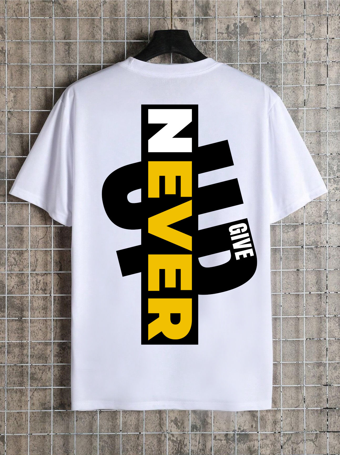 T-shirt Unisexe Premium Never Give Up – Design Streetwear Motivation | Blanc 