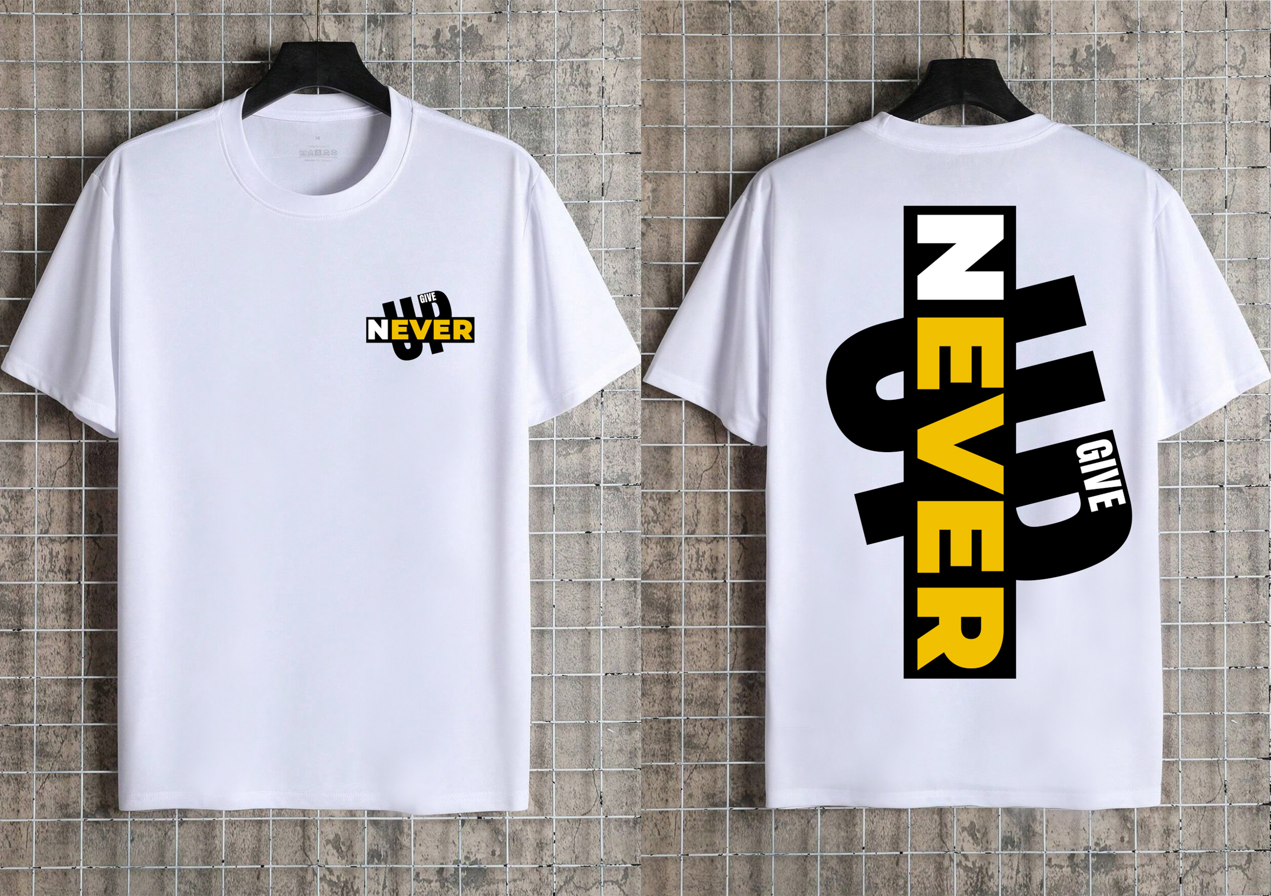 T-shirt Unisexe Premium Never Give Up – Design Streetwear Motivation | Blanc 