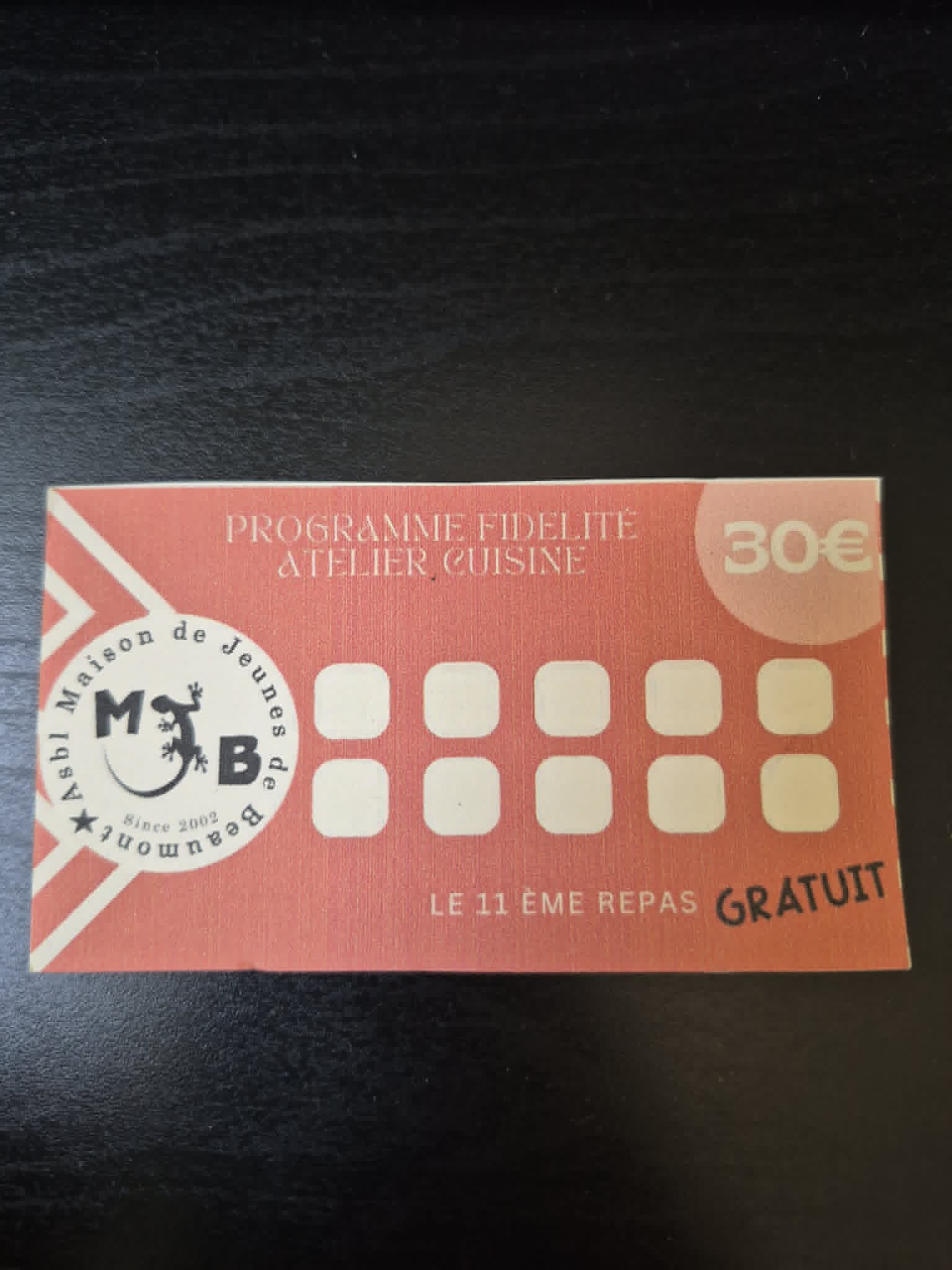 Carte de Fidélité Atelier Cuisine