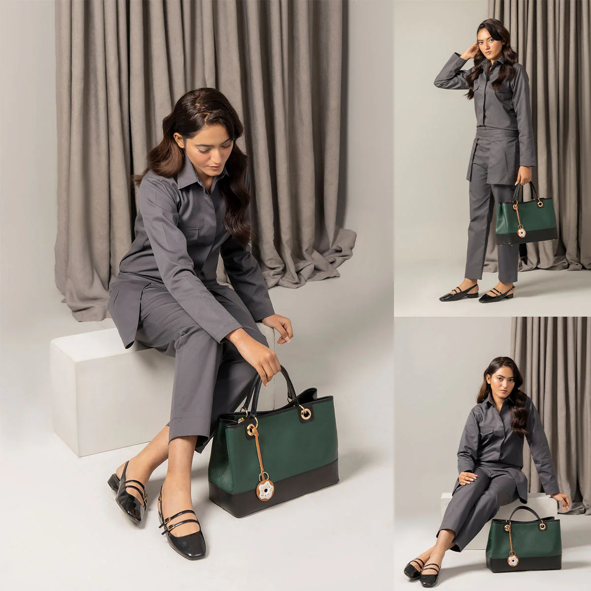 Elegant Two-Tone Tote Bag