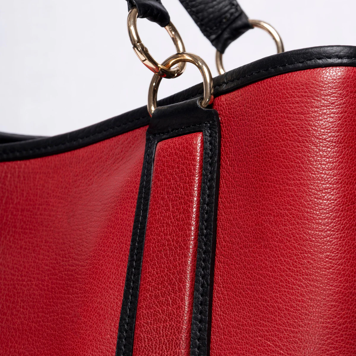 Red & Black Leather Tote Bag
