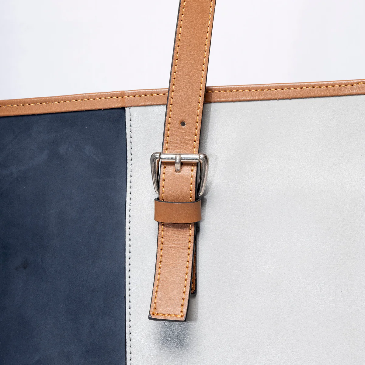 Colorblock Leather Tote Bag